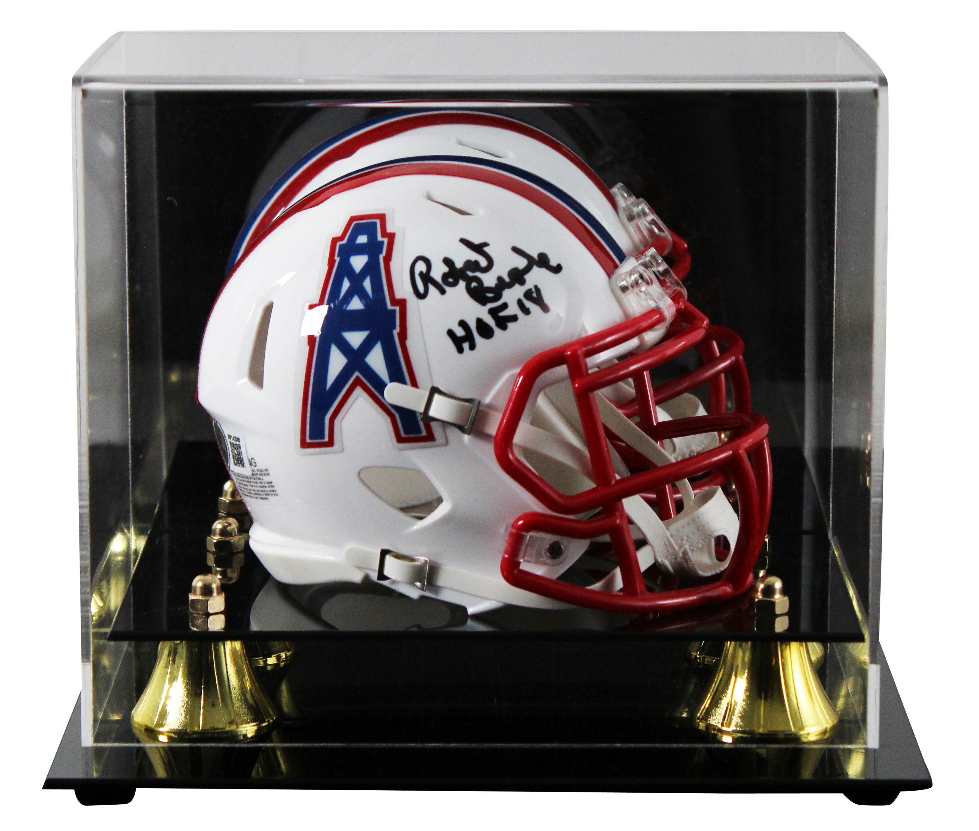 Oilers Robert Brazile "HOF 2018" Signed 1981-98 TB Speed Mini Helmet W/ Case BAS - Image 2
