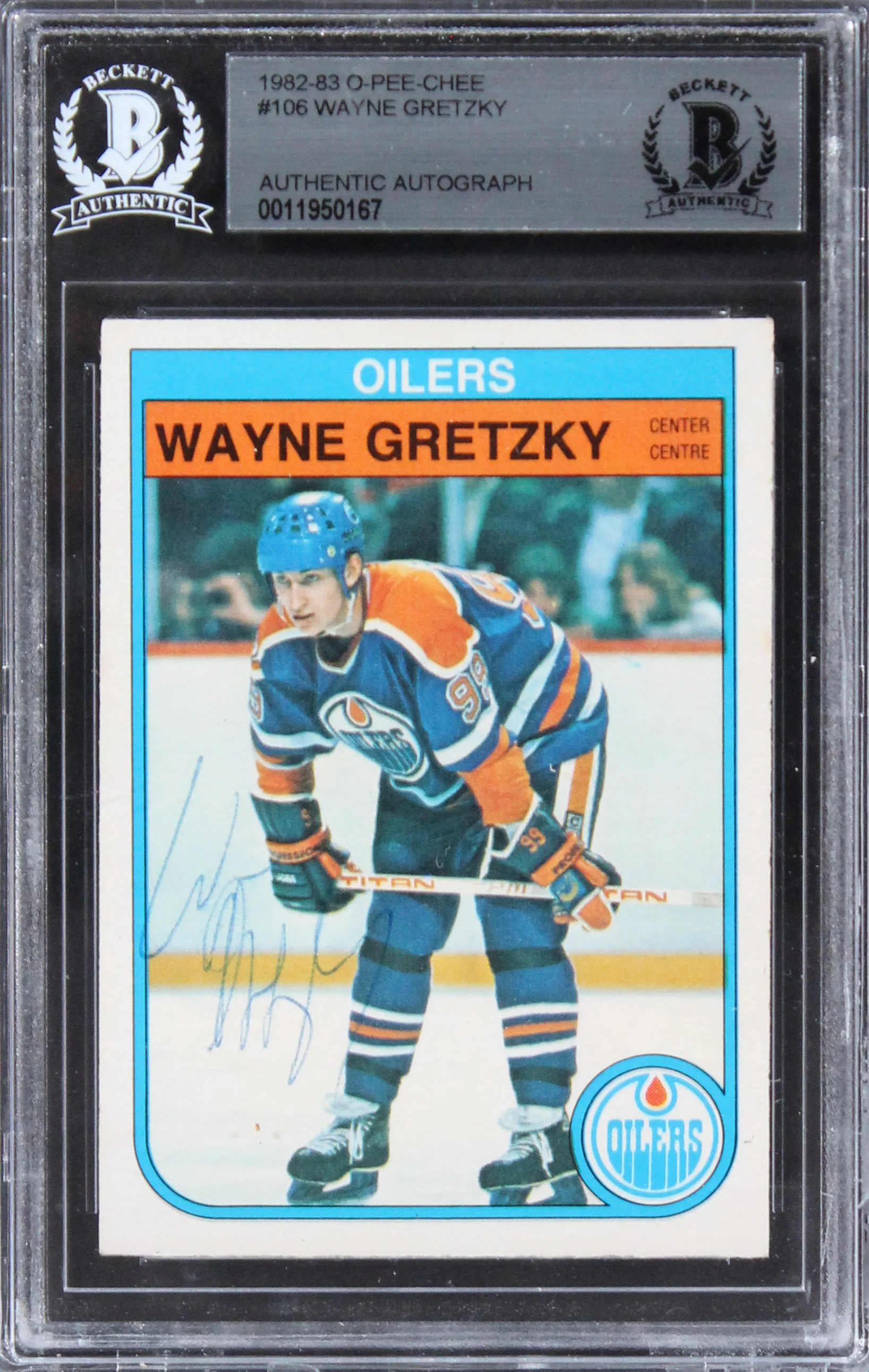 Oilers Wayne Gretzky Authentic Signed 1982 O-Pee-Chee #106 Card BAS Slabbed - Image 2