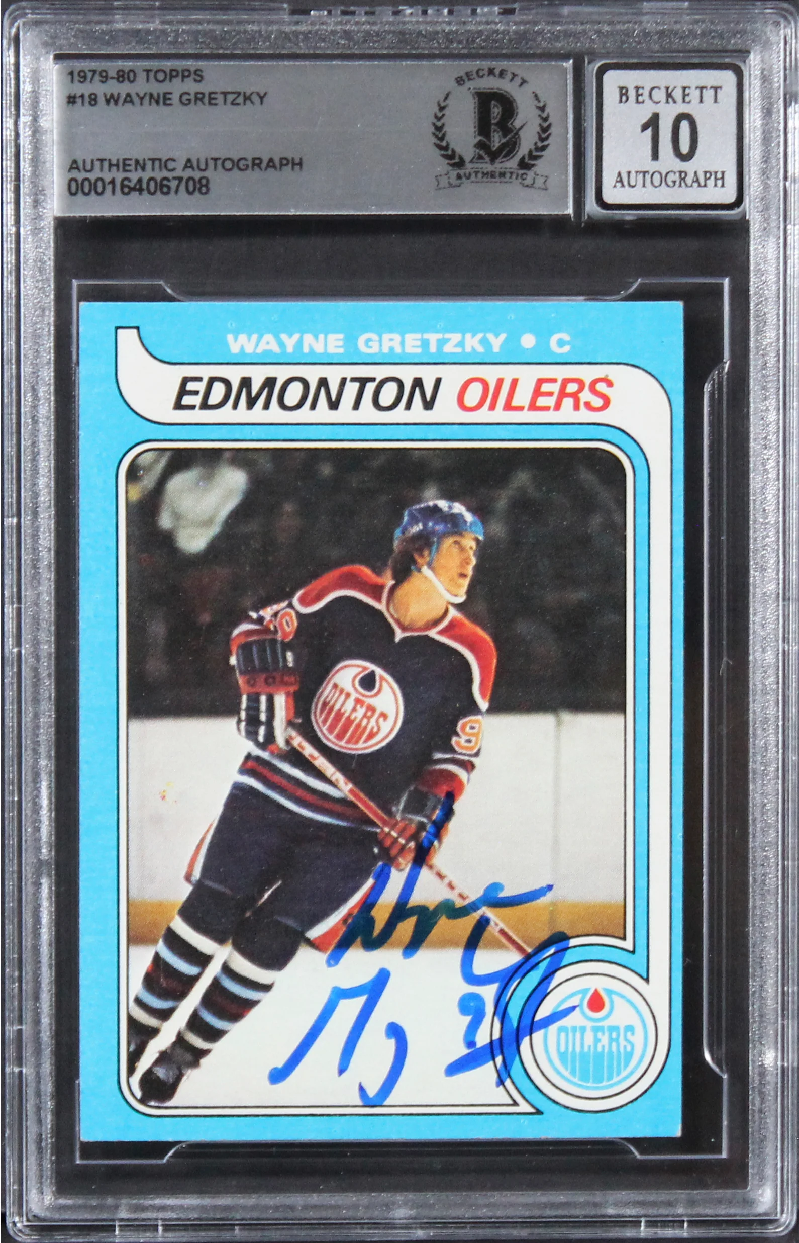 Oilers Wayne Gretzky Signed 1979 Topps #18 Rookie Card Auto 10! BAS Slabbed - Image 2