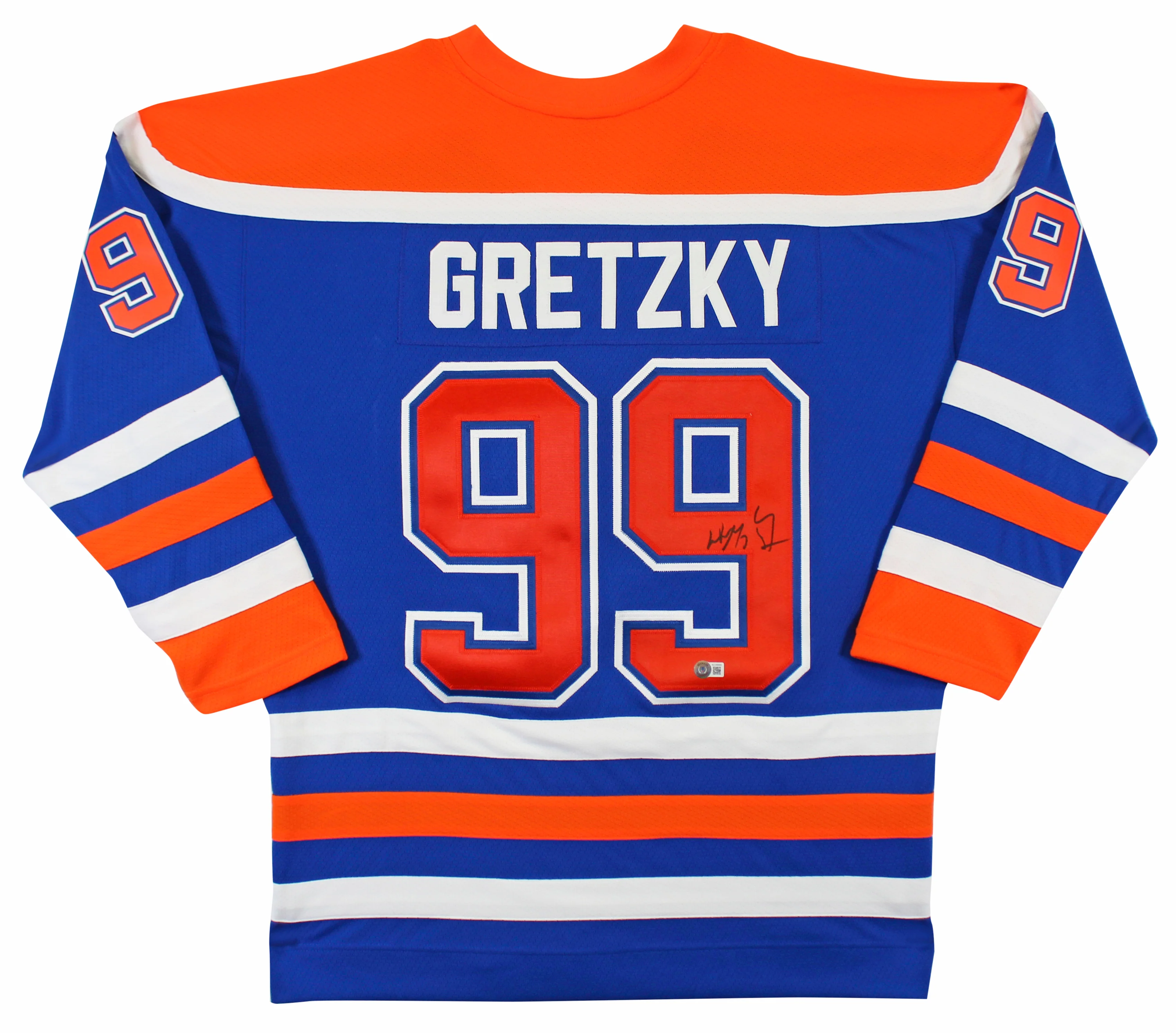 Oilers Wayne Gretzky Signed Blue 1986-87 Vintage Hockey M&N Jersey BAS #AC26680 - Image 2