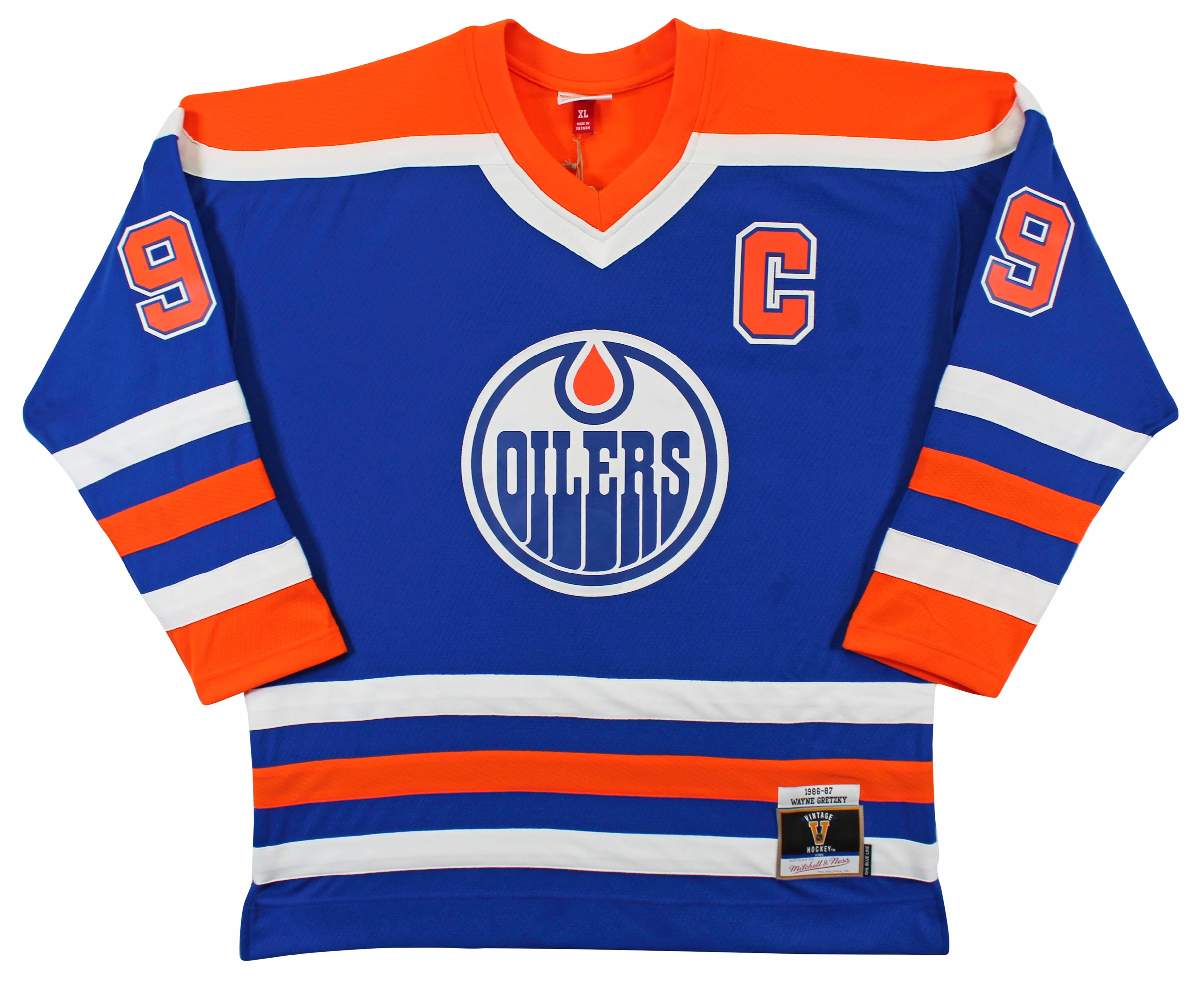 Oilers Wayne Gretzky Signed Blue 1986-87 Vintage Hockey M&N Jersey BAS #AC26680 - Image 4