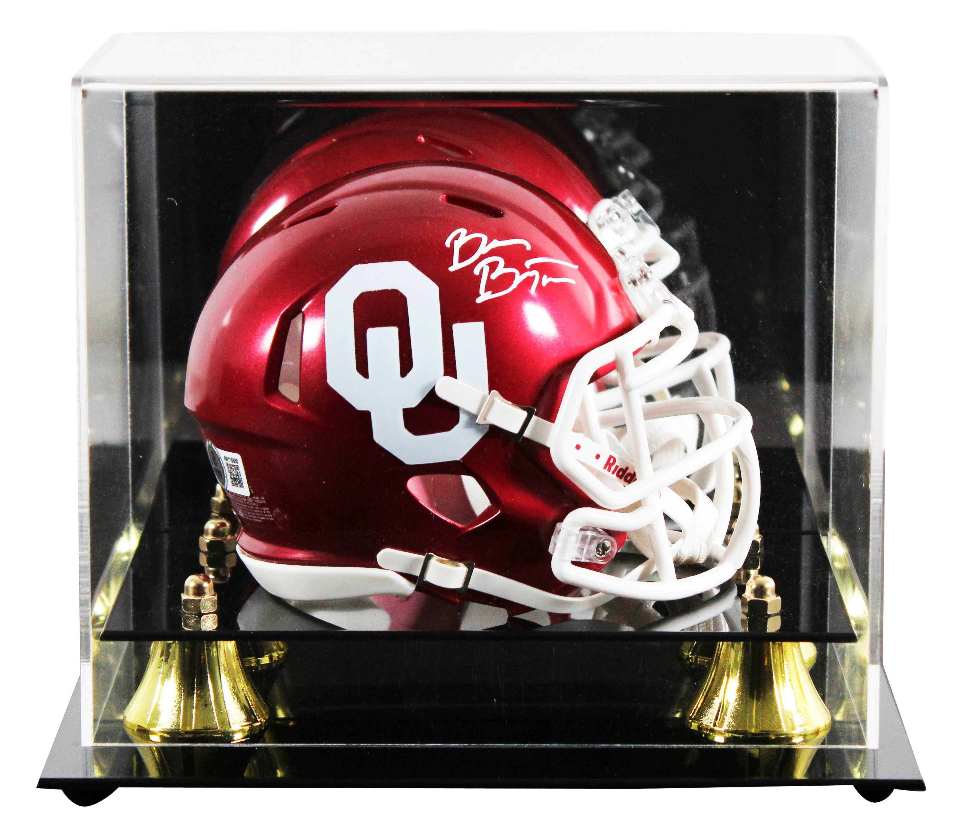 Oklahoma Brian Bosworth Authentic Signed Speed Mini Helmet W/ Case BAS Witnessed - Image 2
