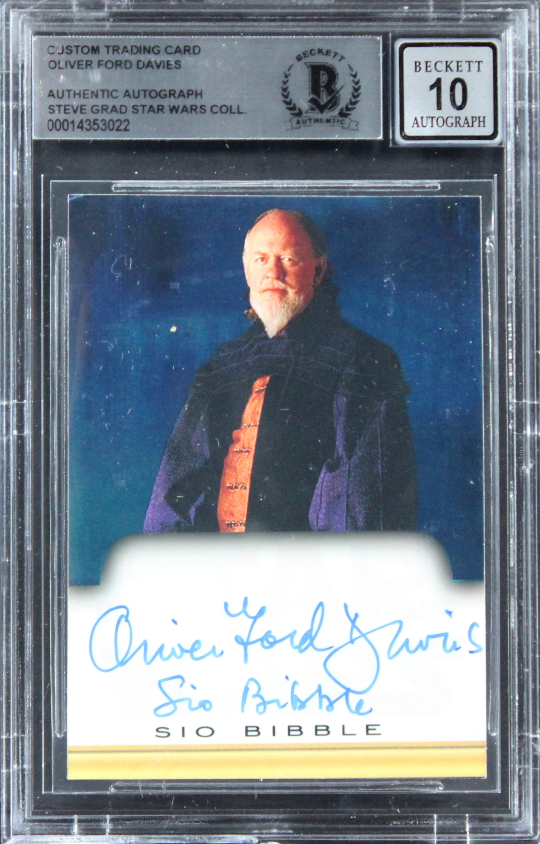 Oliver Ford Davies Star Wars "Sio Bibble" Signed Custom Card Auto 10! BAS Slab - Image 2