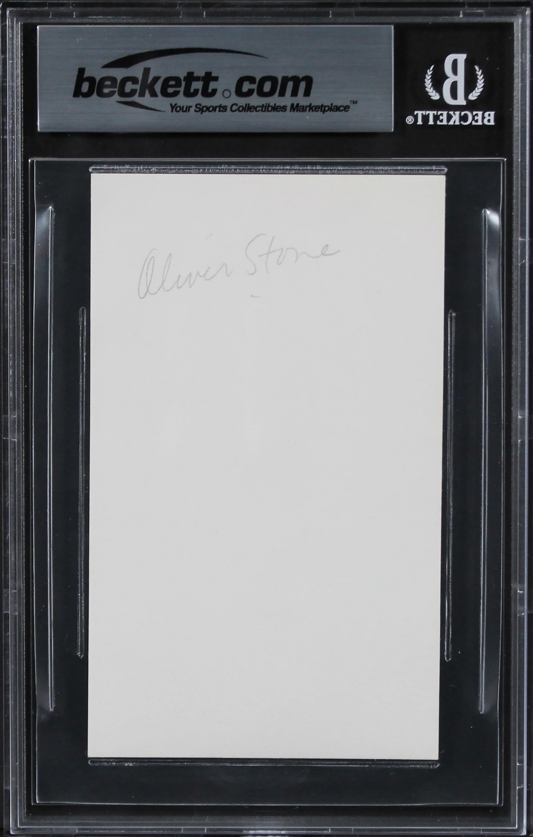 Oliver Stone Platoon Authentic Signed 3x5 Index Card Autographed BAS Slabbed 1 - Image 3