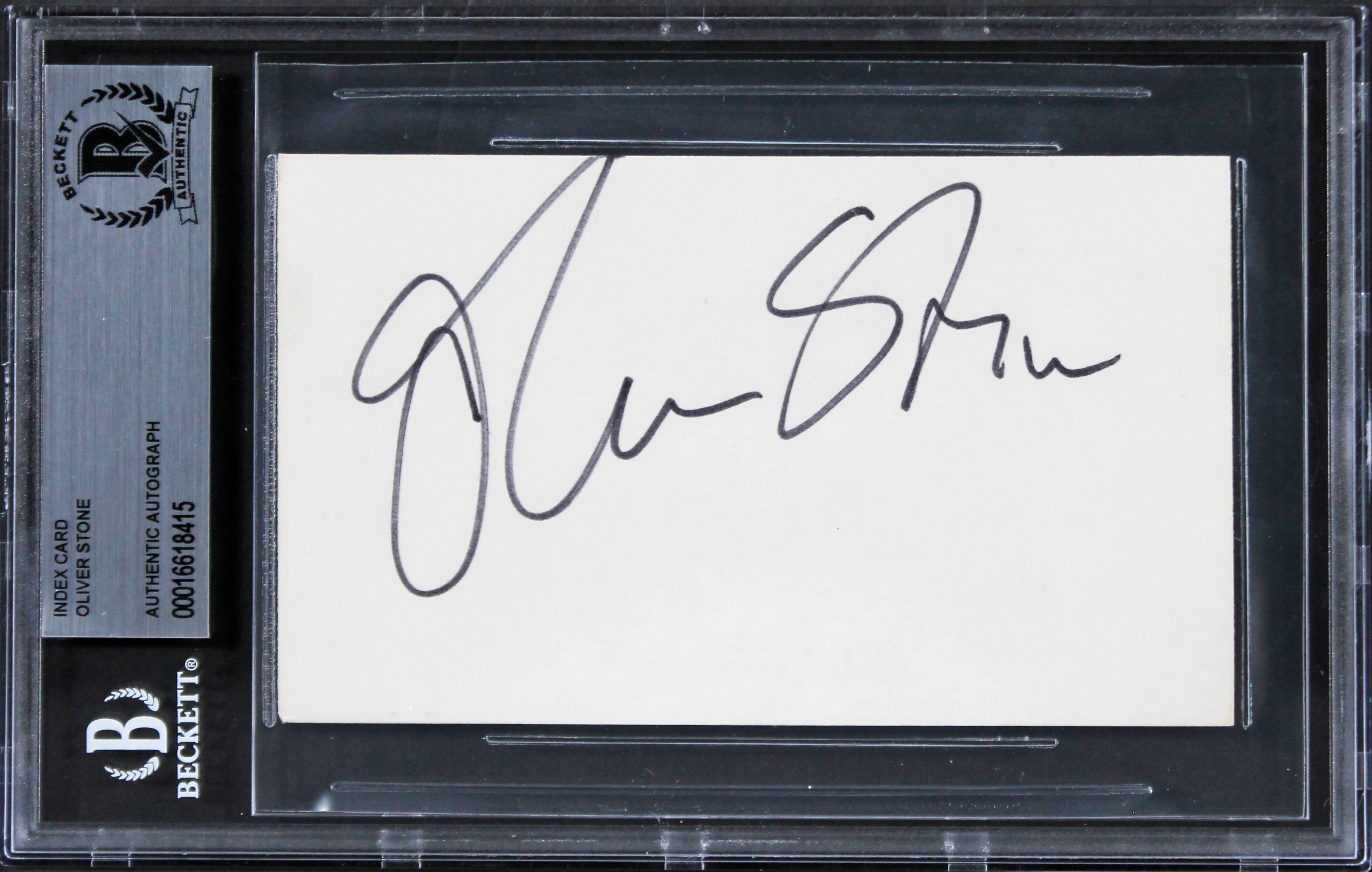 Oliver Stone Platoon Authentic Signed 3x5 Index Card Autographed BAS Slabbed 2
