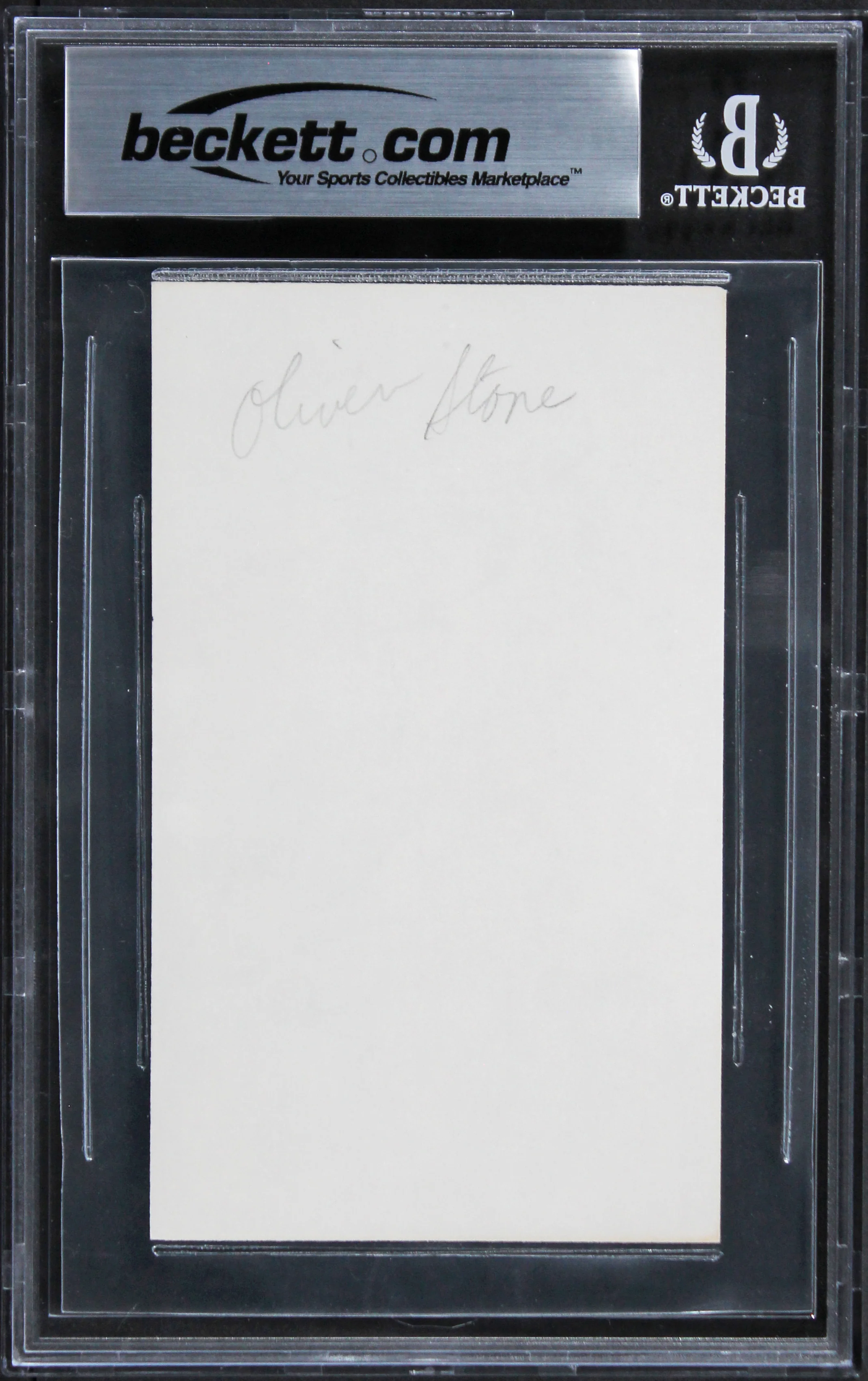 Oliver Stone Platoon Authentic Signed 3x5 Index Card Autographed BAS Slabbed 2 - Image 3