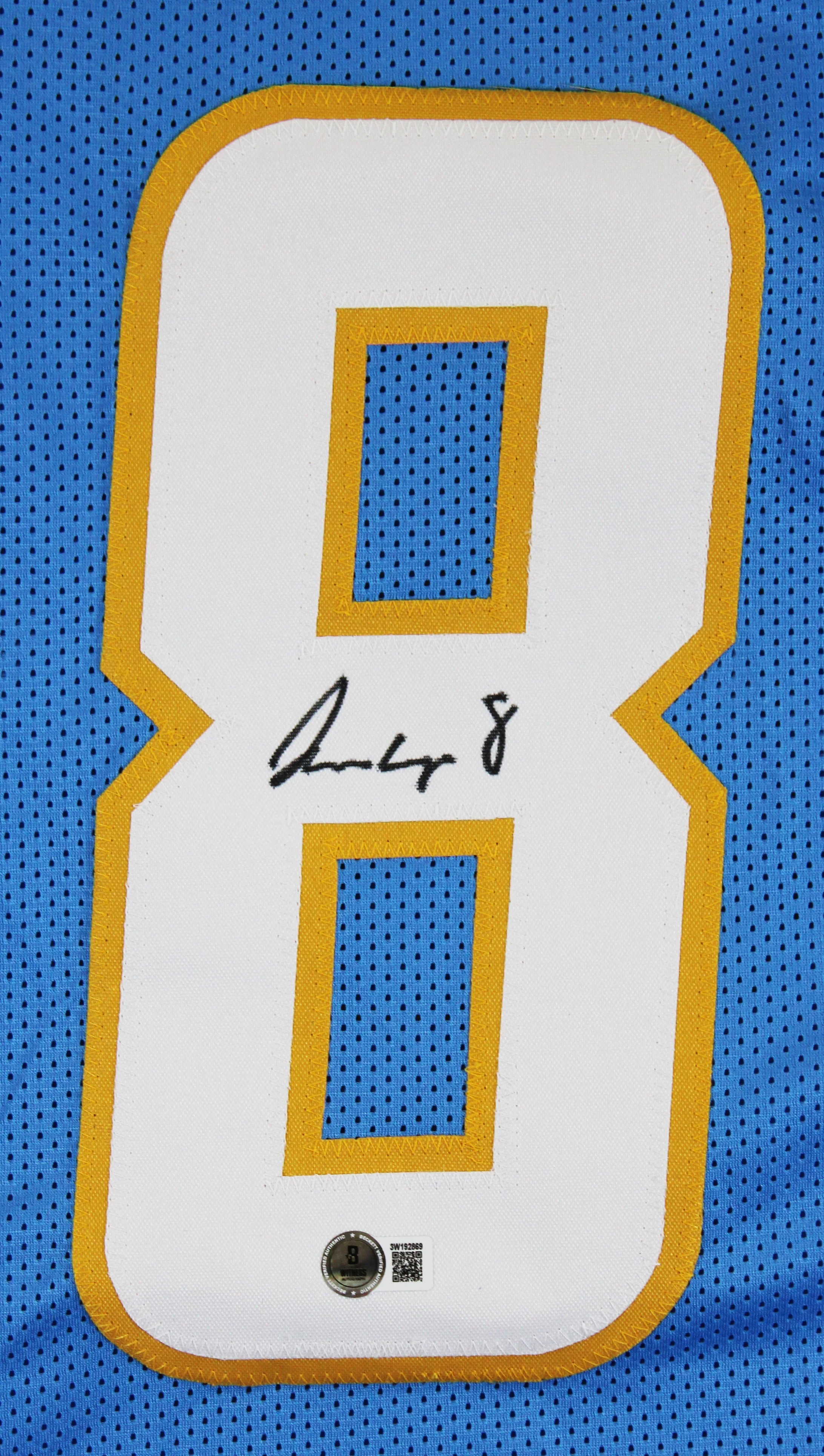 Omarion Hampton Signed Powder Blue Pro Style Jersey Autographed BAS Witnessed - Image 3