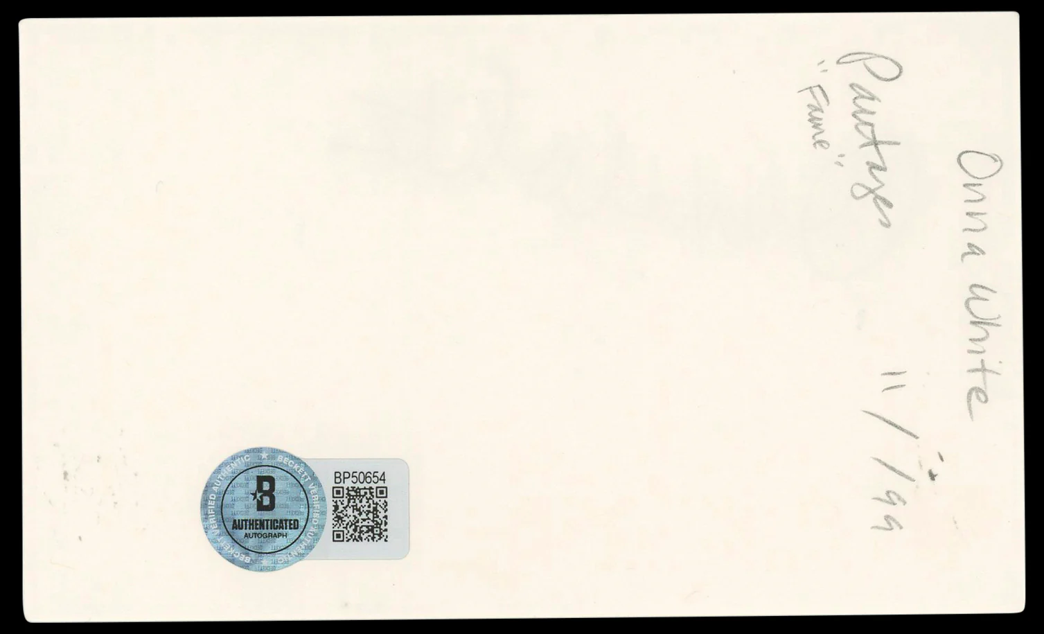 Onna White Oliver! Authentic Signed 3x5 Index Card Autographed BAS #BP50654 - Image 3