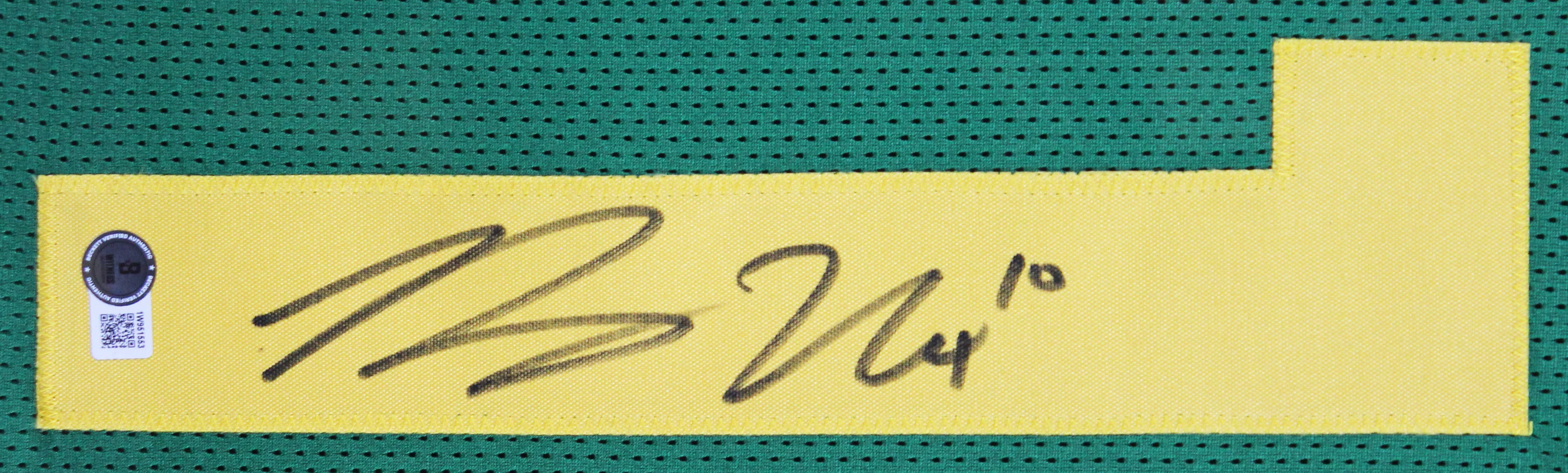 Oregon Bo Nix Authentic Signed Green Pro Style Framed Jersey BAS Witnessed - Image 3