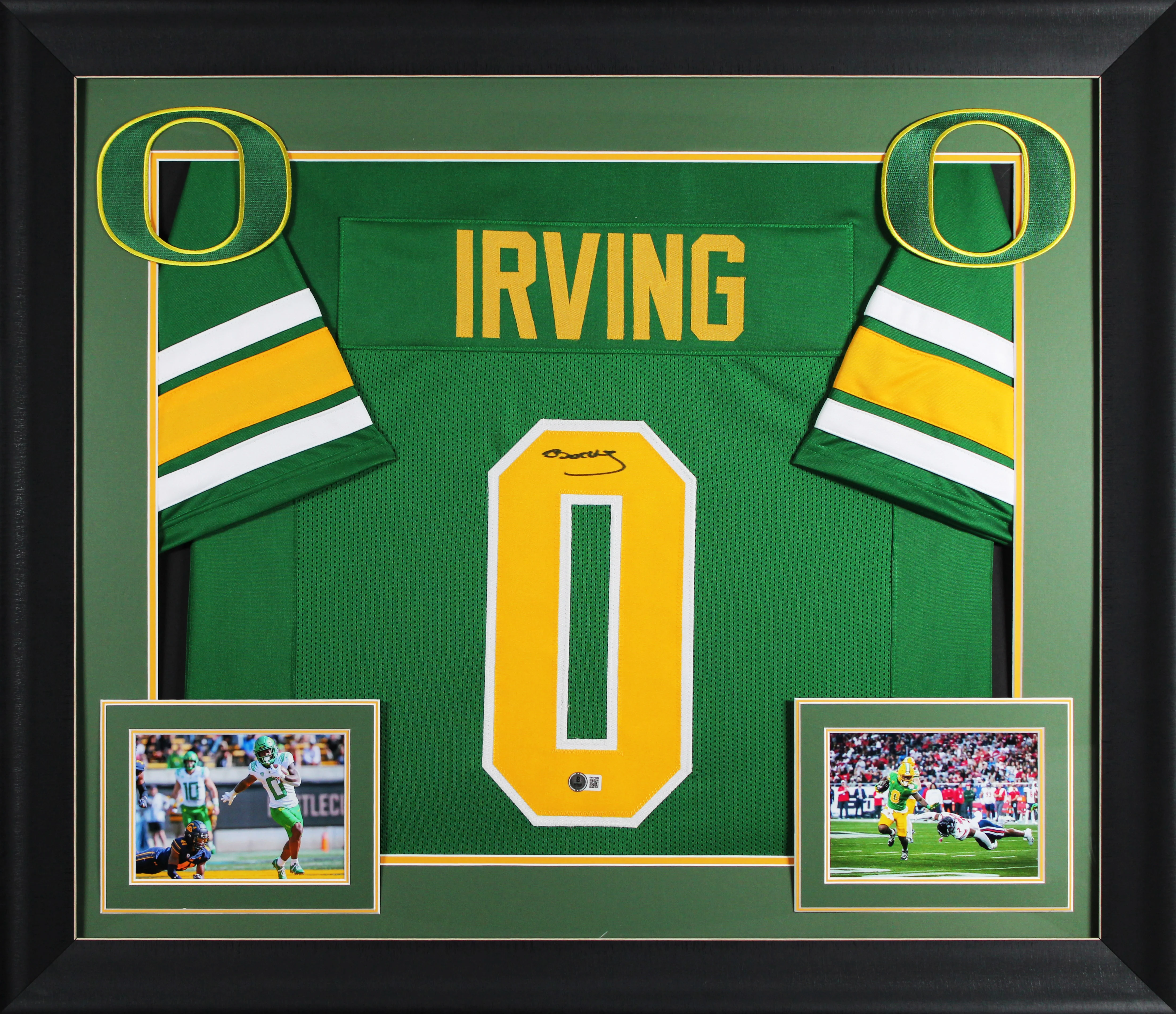 Oregon Bucky Irving Authentic Signed Green Pro Style Framed Jersey BAS Witnessed - Image 2