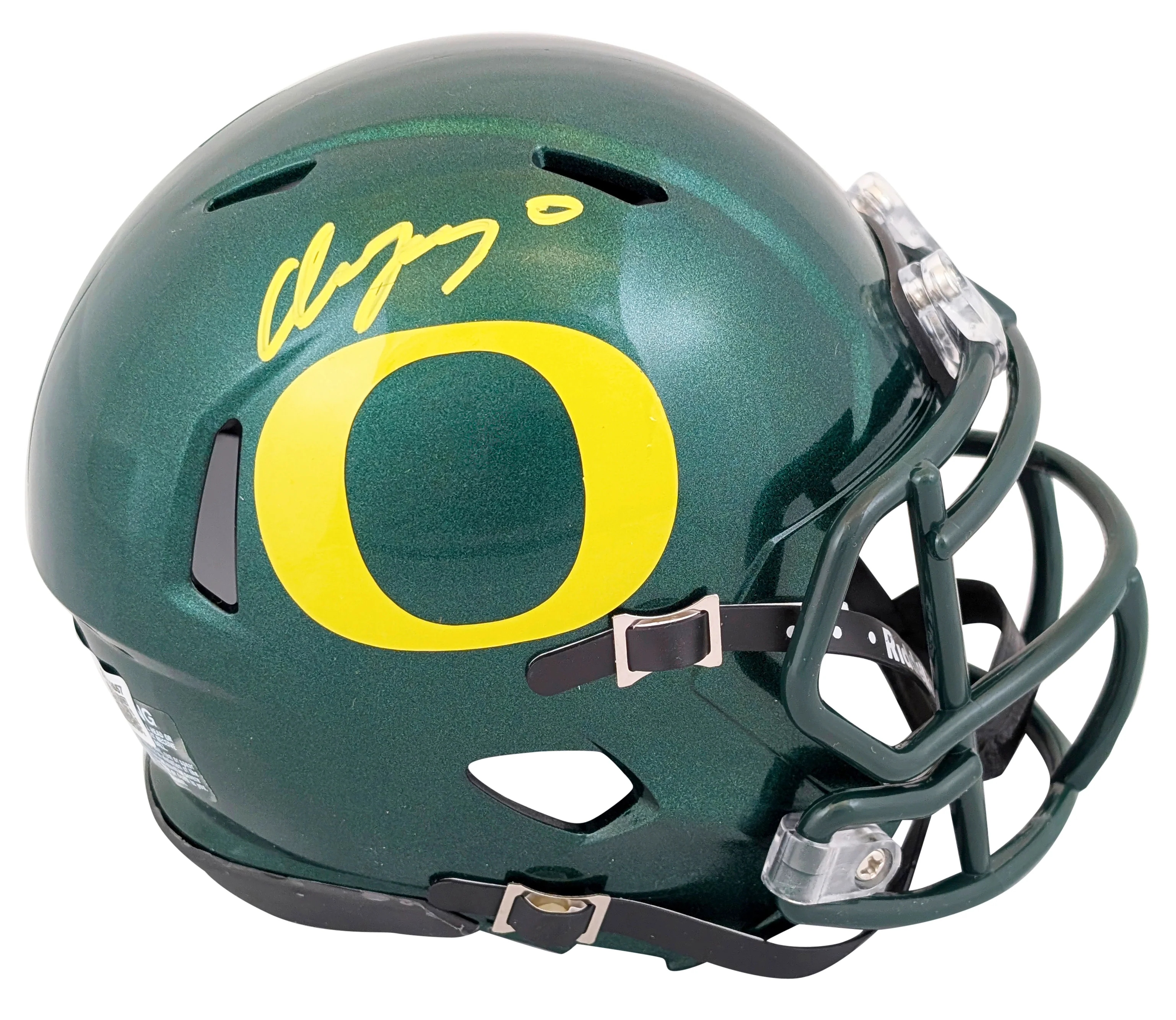 Oregon Christian Gonzalez Signed Speed Mini Helmet W/ Case BAS Witnessed - Image 3