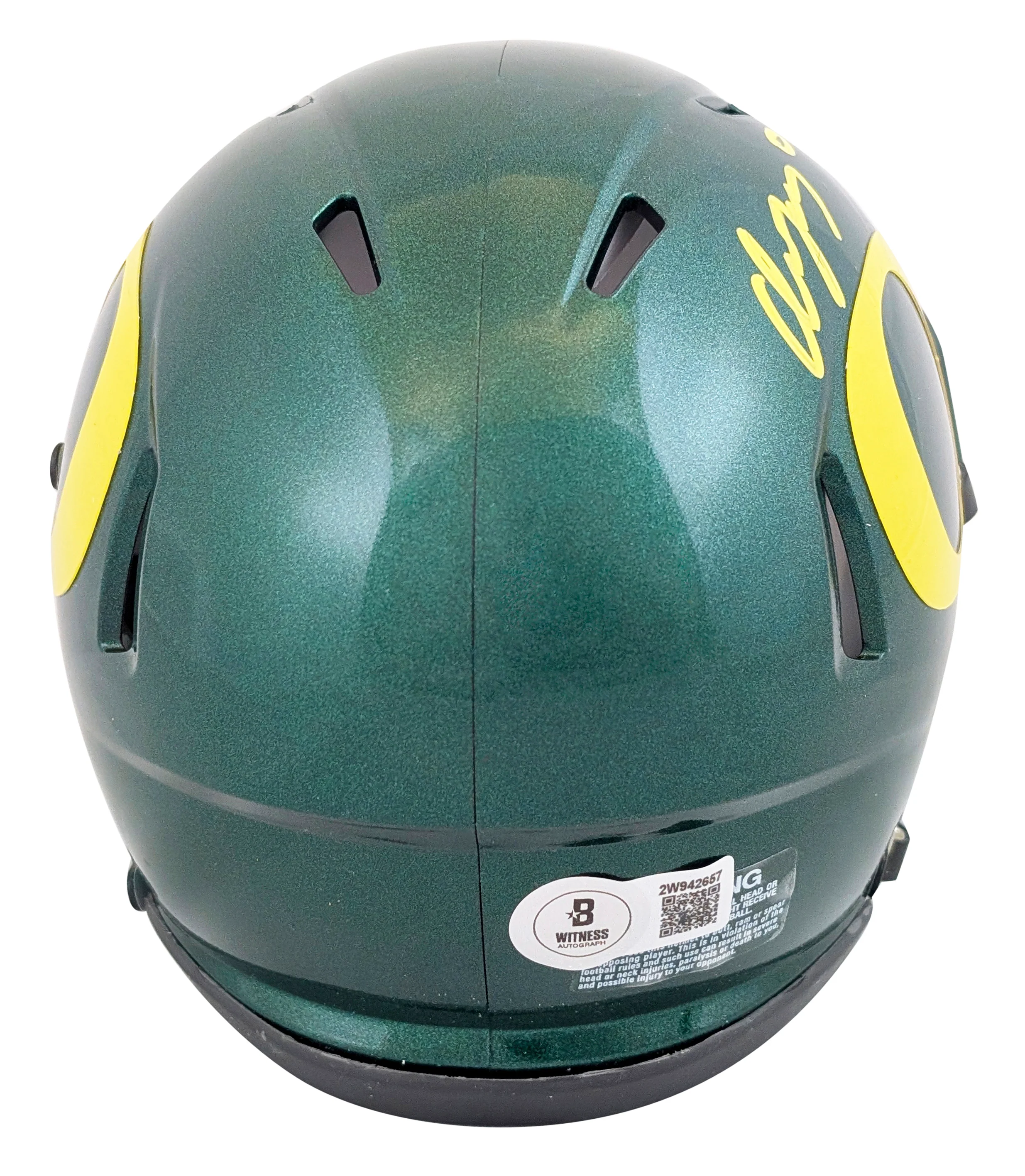 Oregon Christian Gonzalez Signed Speed Mini Helmet W/ Case BAS Witnessed - Image 4