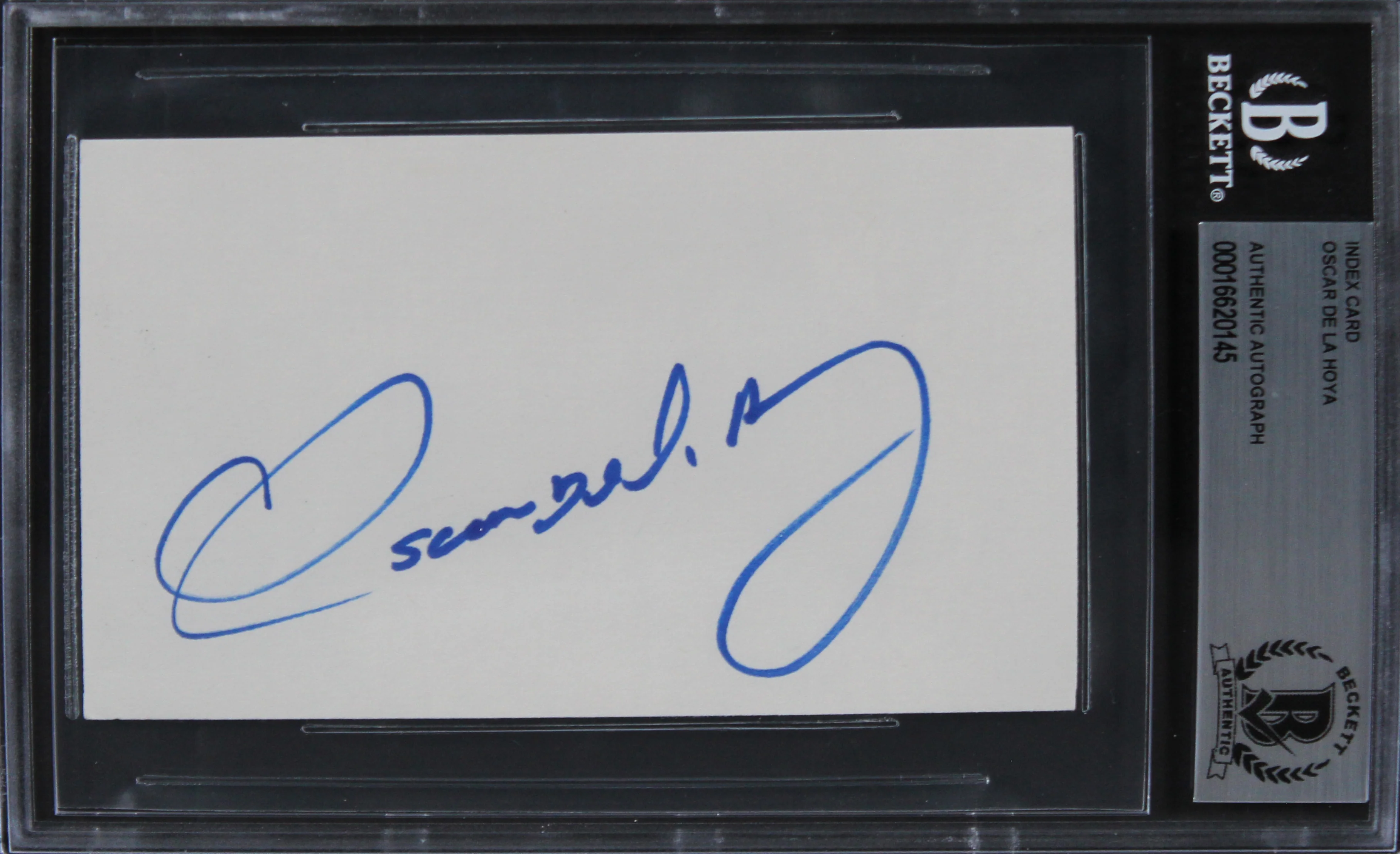 Oscar De La Hoya Boxing Authentic Signed 3x5 Index Card Autographed BAS Slabbed - Image 2
