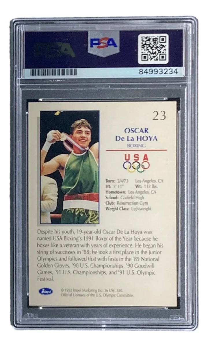 Oscar De La Hoya Signed 1992 Impel Olypicards #23 Rookie Card PSA/DNA - Image 2