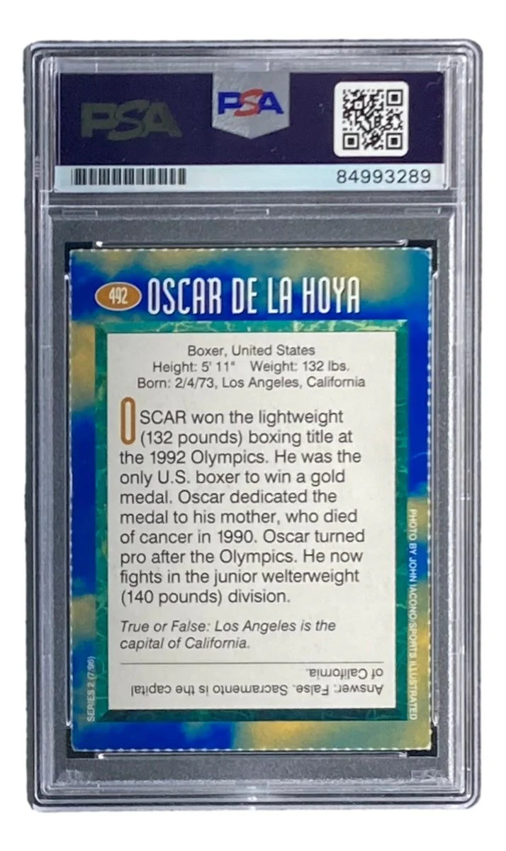 Oscar De La Hoya Signed 1996 Sports Illustrated For Kids Series 2 #492 Card PSA/DNA - Image 2