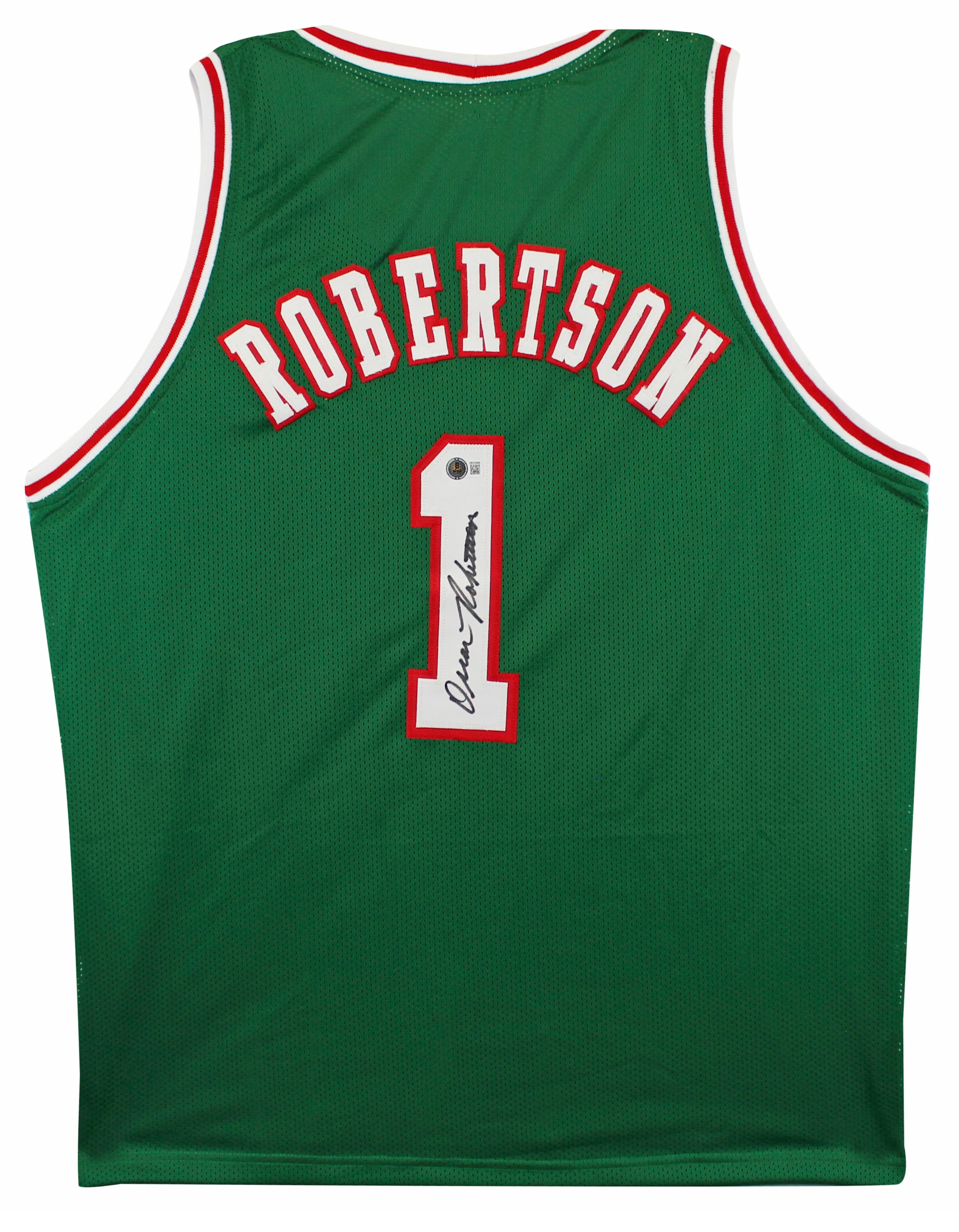 Oscar Robertson Authentic Signed Green Pro Style Jersey BAS Witnessed - Image 2