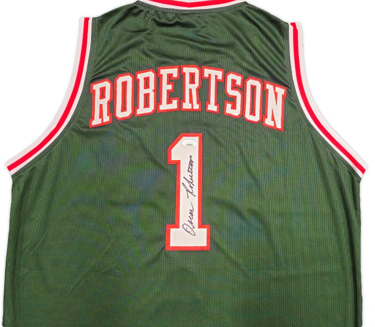 Oscar Robertson Milwaukee Signed Green Basketball Jersey JSA - Image 2
