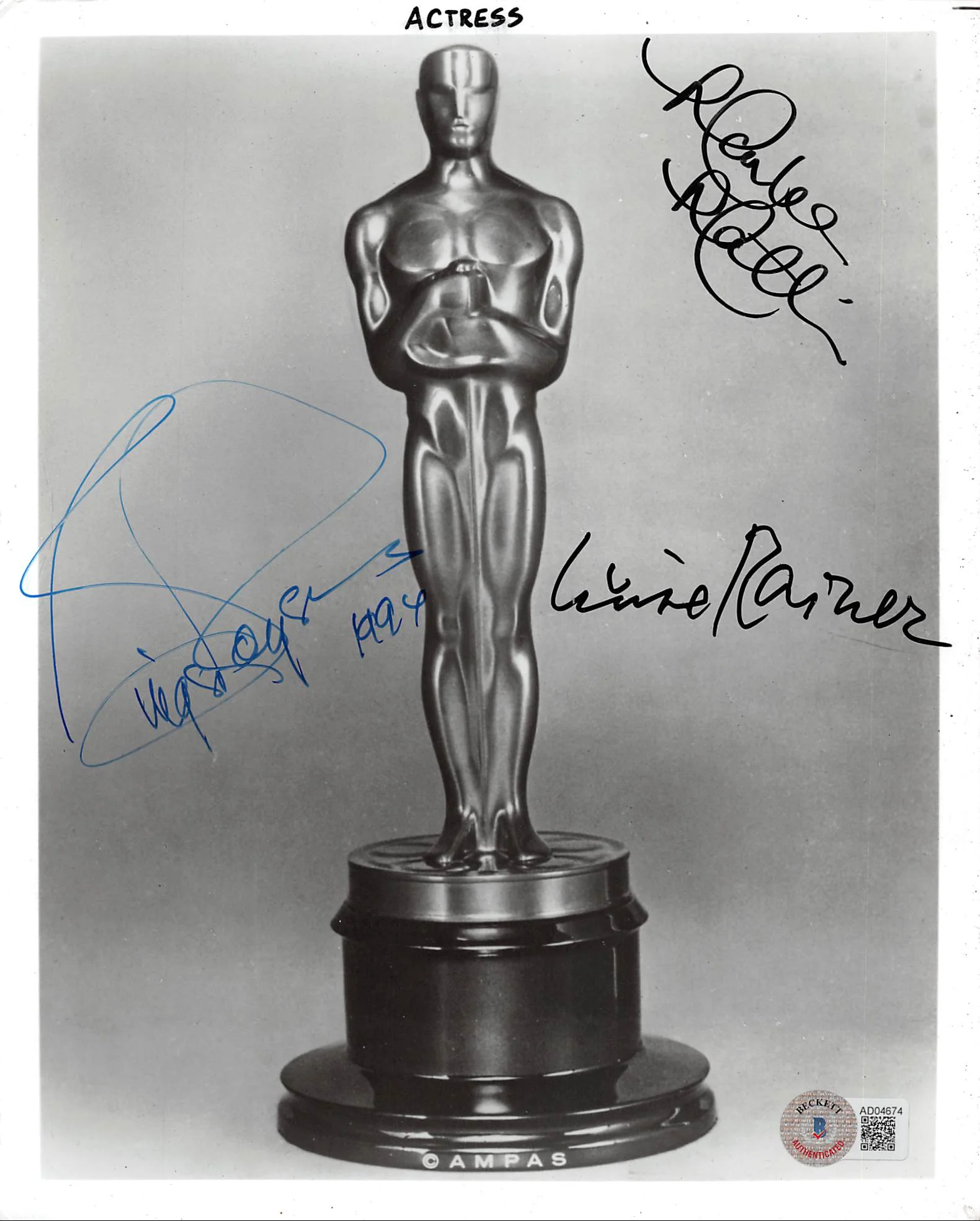 Oscar Winners (3) Matlin, Rogers & Rainer Signed 8x10 B&W Photo BAS #AD04674 - Image 2