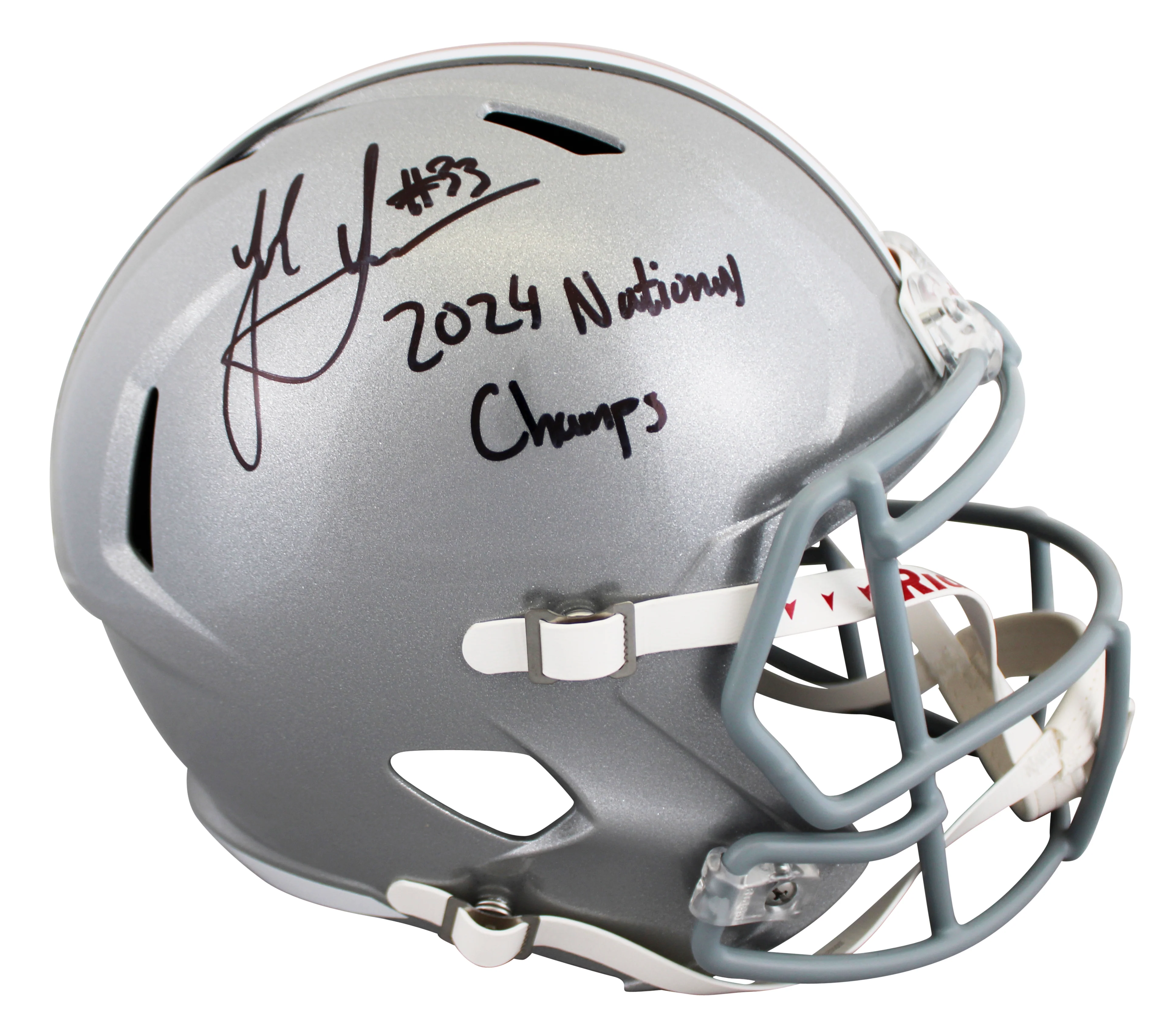 OSU Jack Sawyer "2024 National Champs" Signed F/S Speed Rep Helmet W/ Case BAS W - Image 3