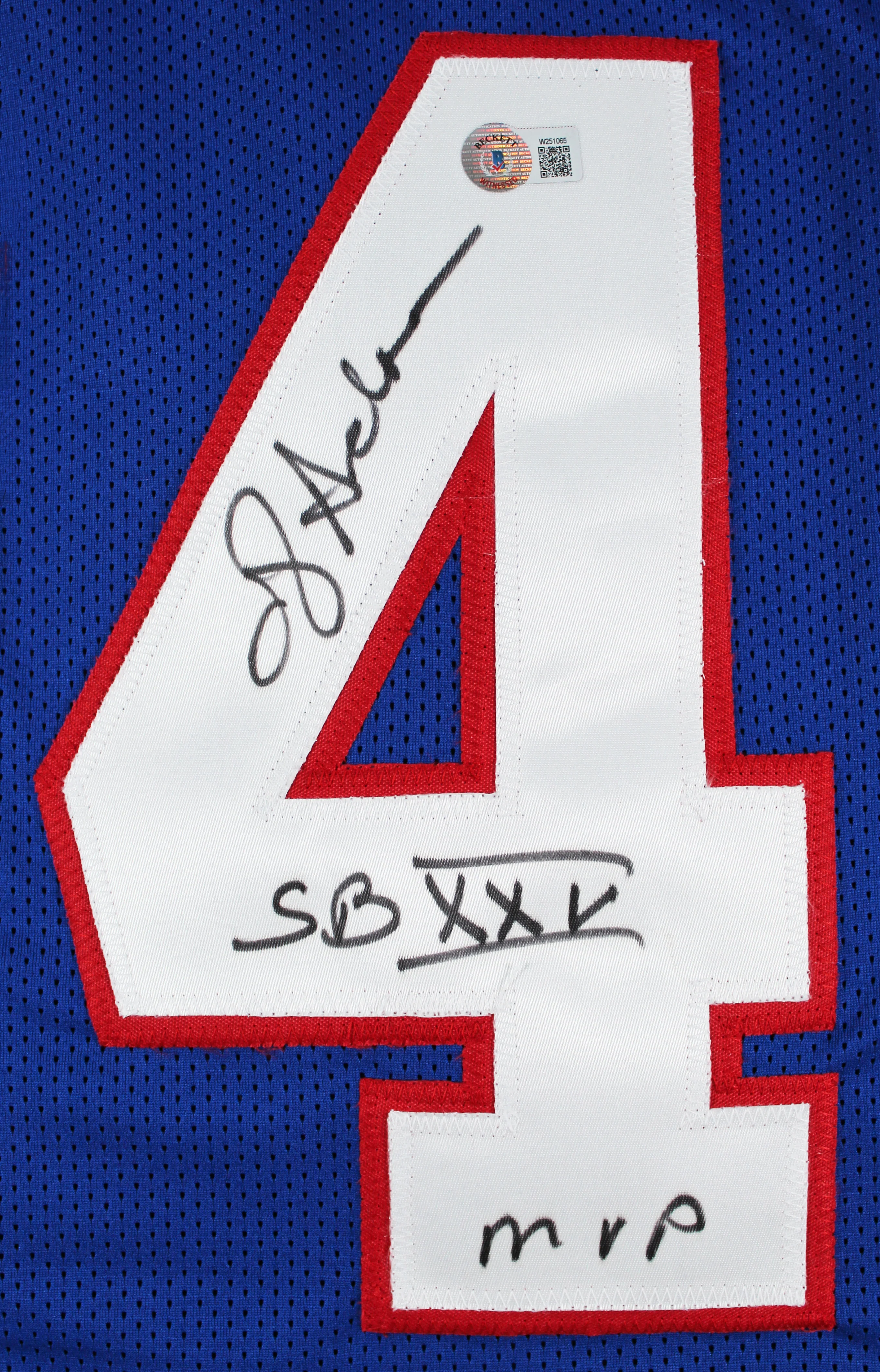 Ottis Anderson "SB XXV MVP" Authentic Signed Blue Pro Style Jersey BAS Witnessed - Image 3