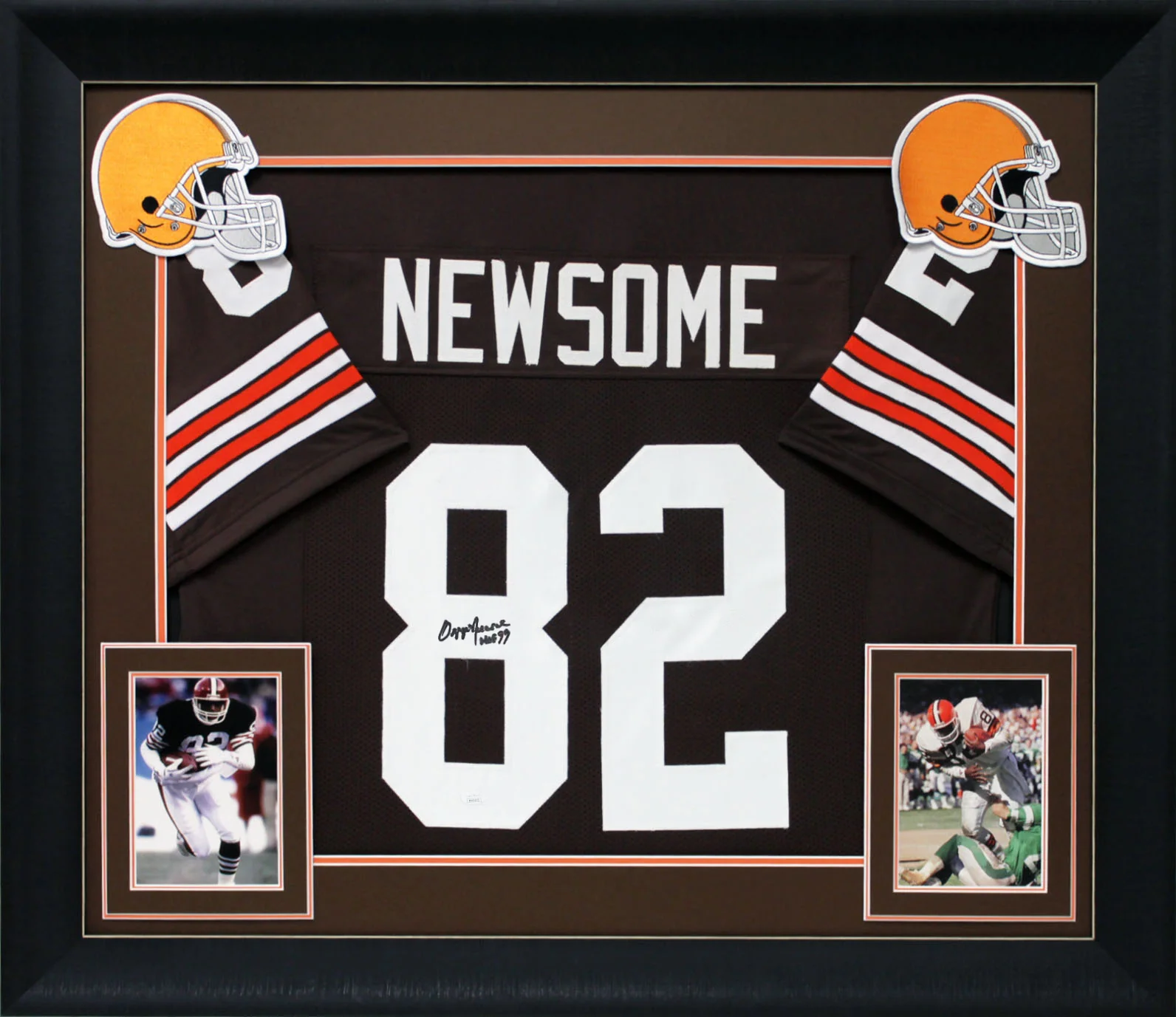 Ozzie Newsome "HOF 99" Authentic Signed Brown Pro Framed Style Jersey JSA Wit - Image 2