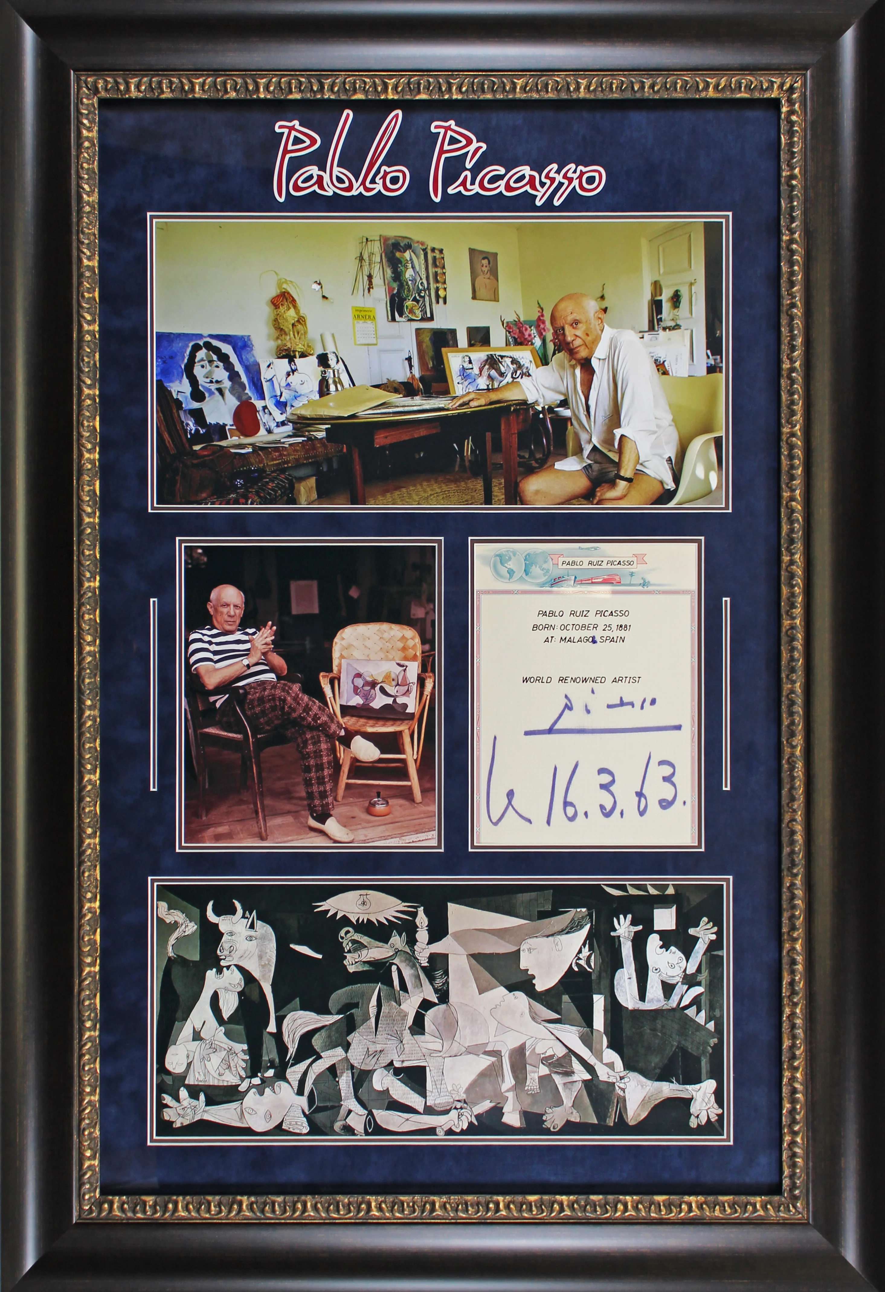 Pablo Picasso 16.3.63 Signed & Framed 8.5x11 Autograph Album Page PSA/DNA LOA - Image 2