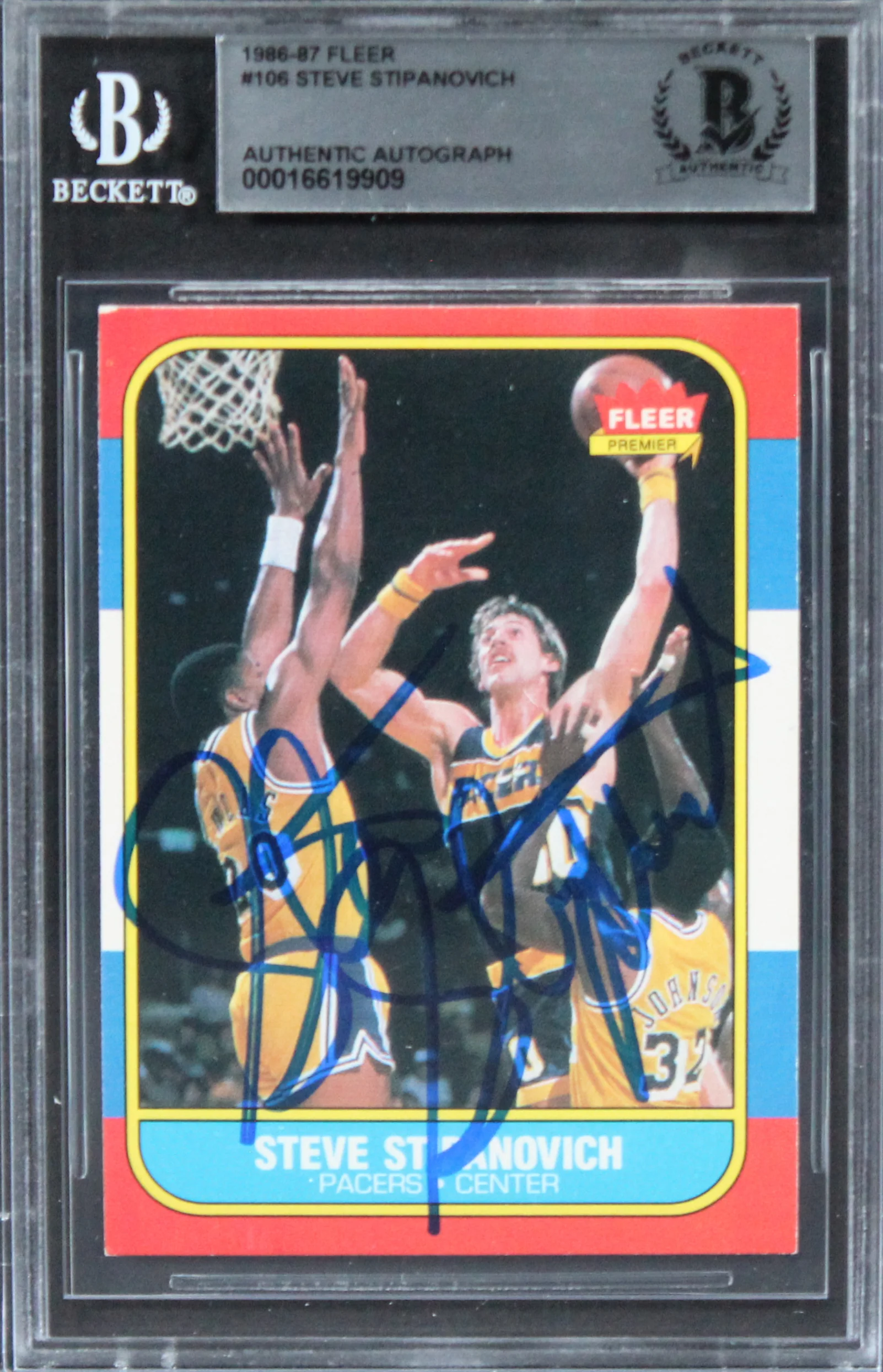 Pacers Steve Stipanovich Authentic Signed 1986 Fleer #106 Card BAS Slabbed - Image 2