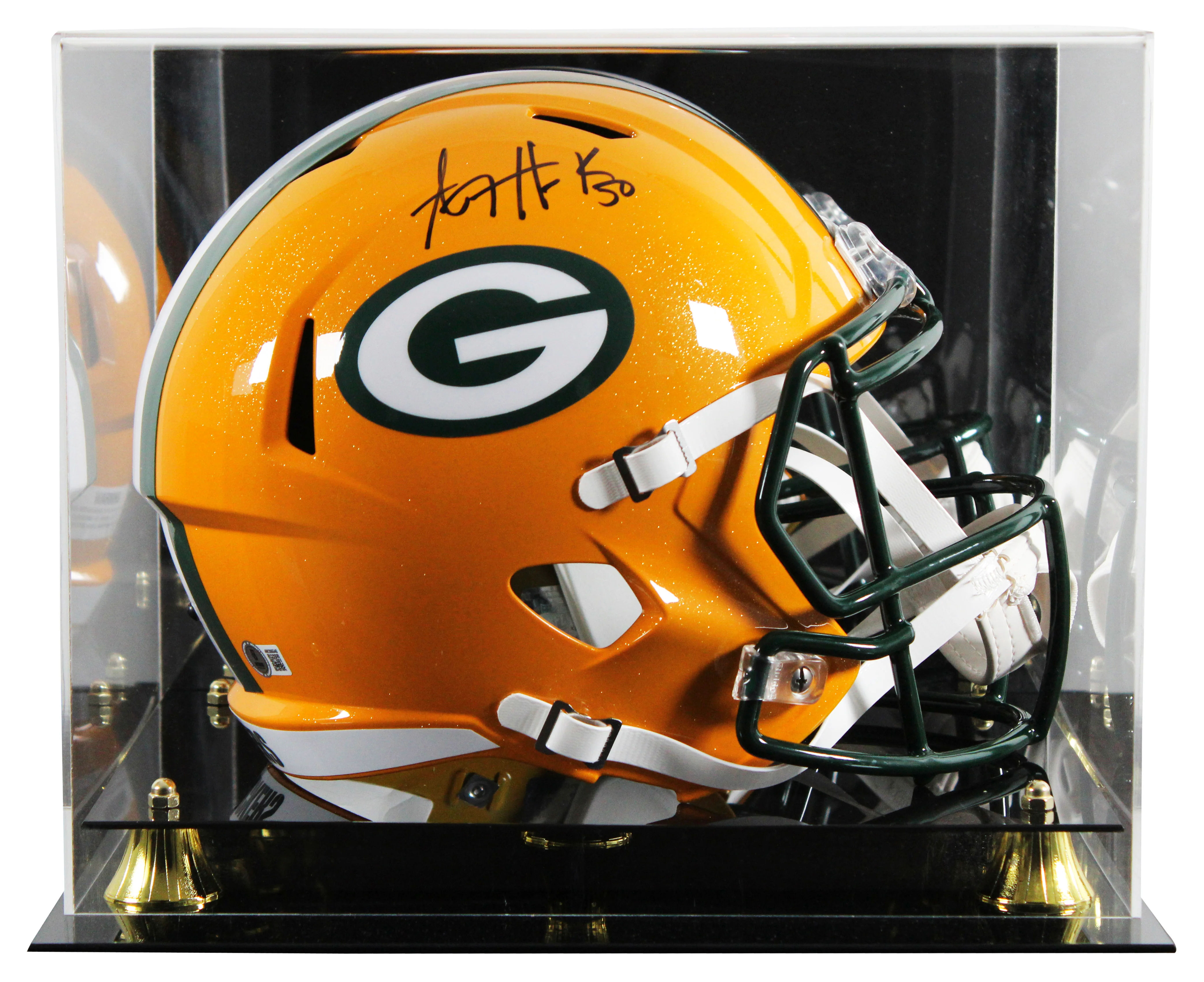 Packers A.J. Hawk Signed Full Size Speed Rep Helmet W/ Case BAS Witnessed - Image 2