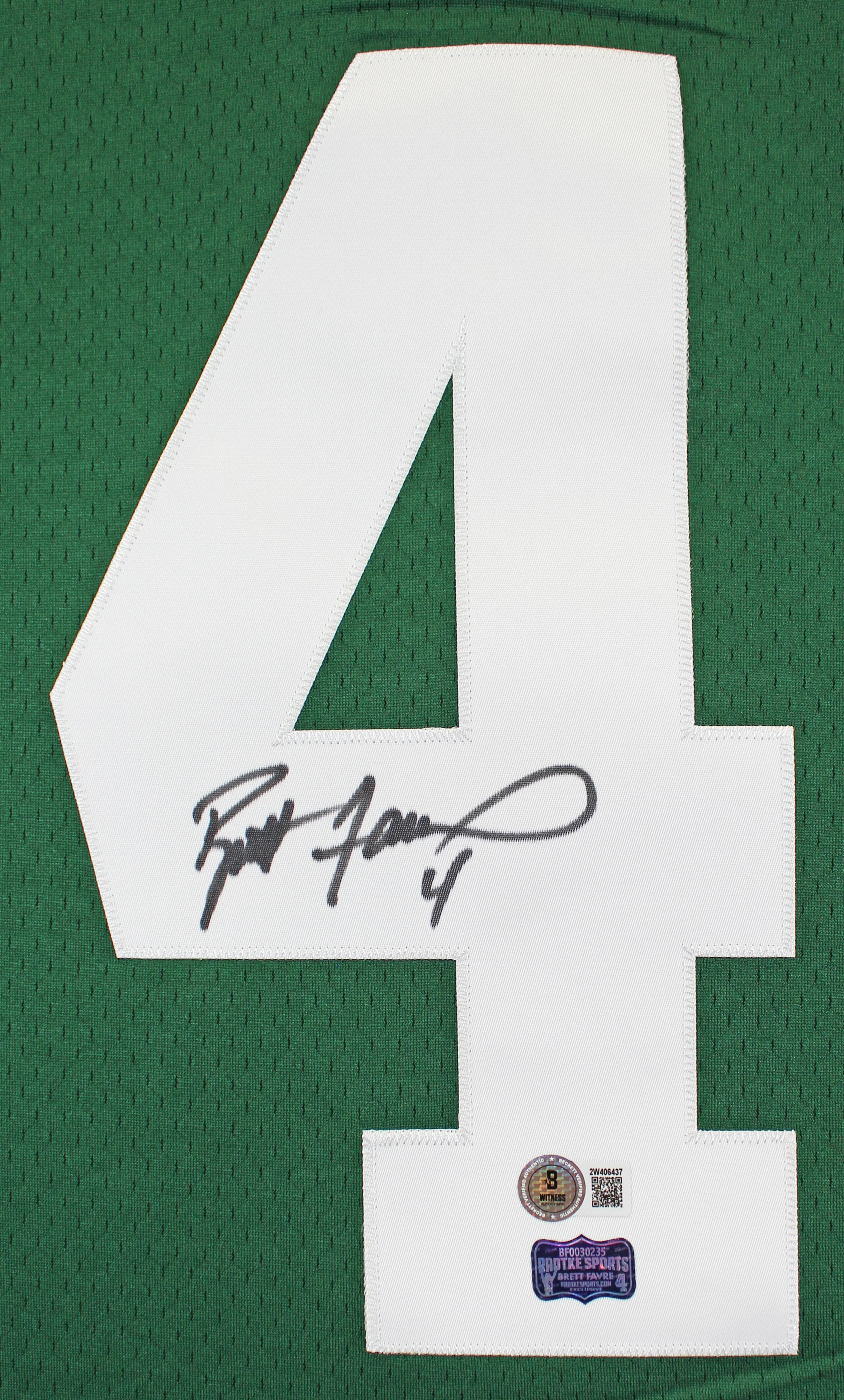 Packers Brett Favre Authentic Signed Green 1996 M&N Throwback Jersey BAS Witness - Image 4