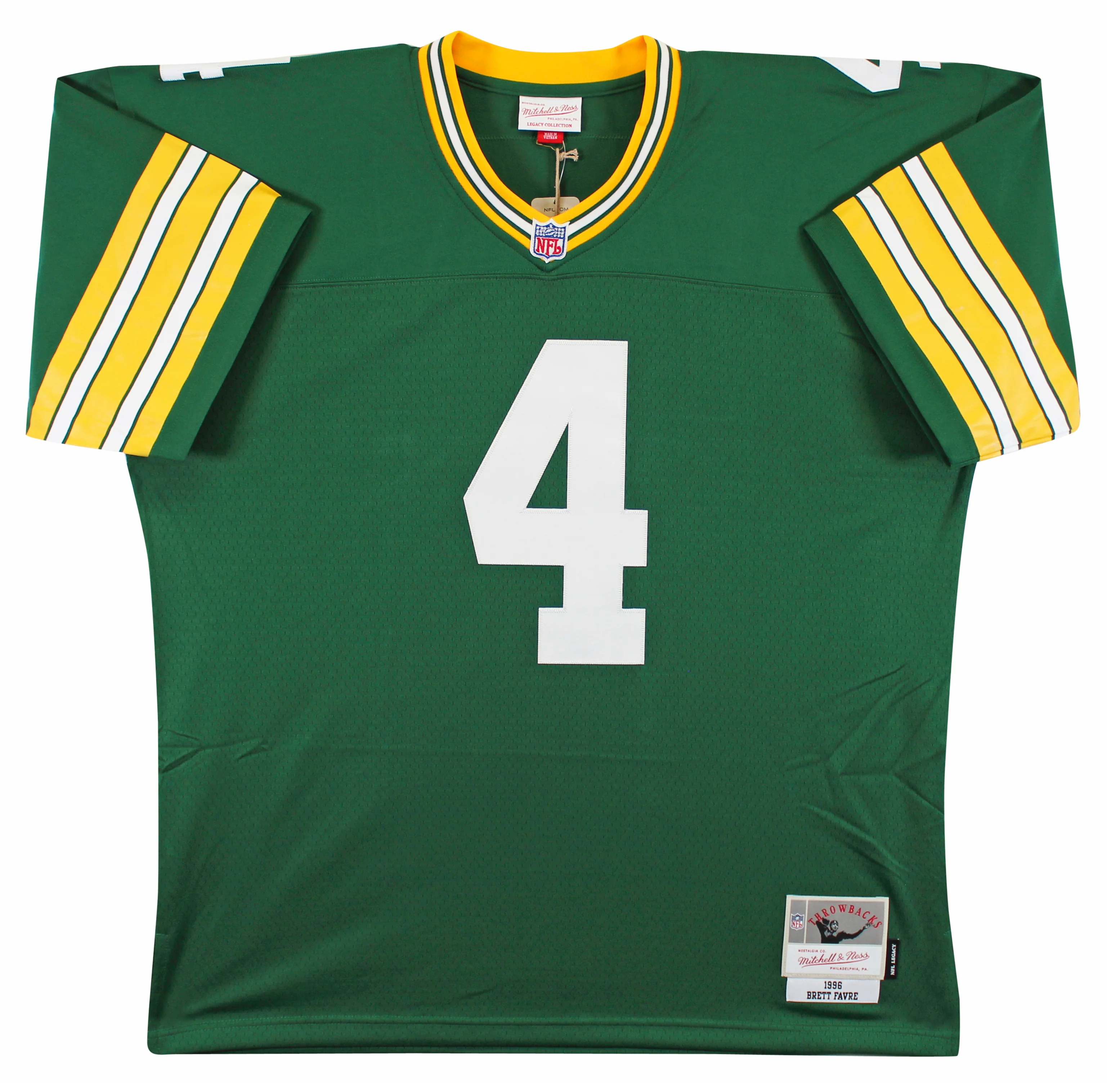 Packers Brett Favre Authentic Signed Green 1996 M&N Throwback Jersey BAS Witness - Image 5