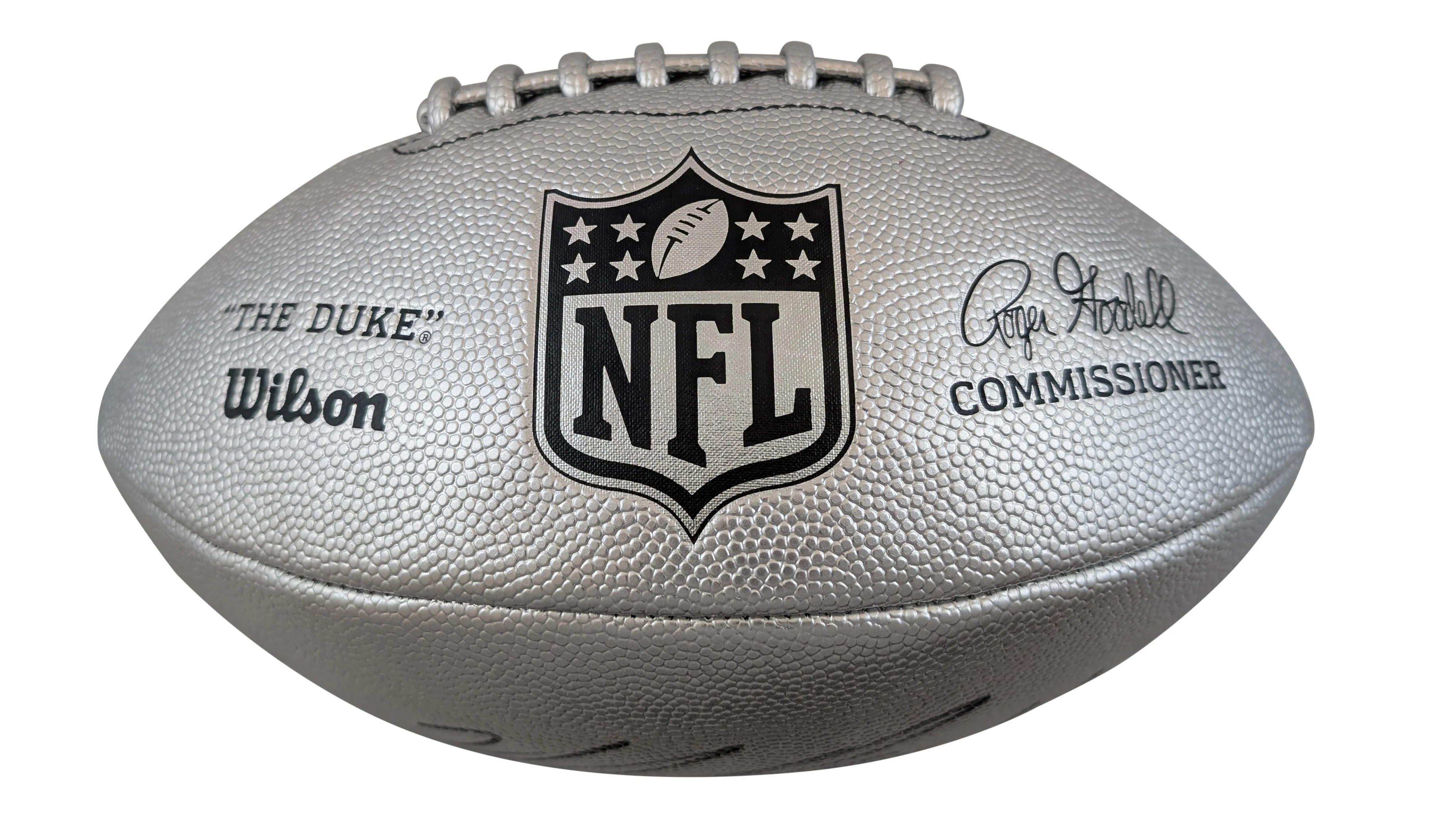 Packers Micah Parsons Signed Wilson Replica Duke Metallic Silver Football Fan - Image 4