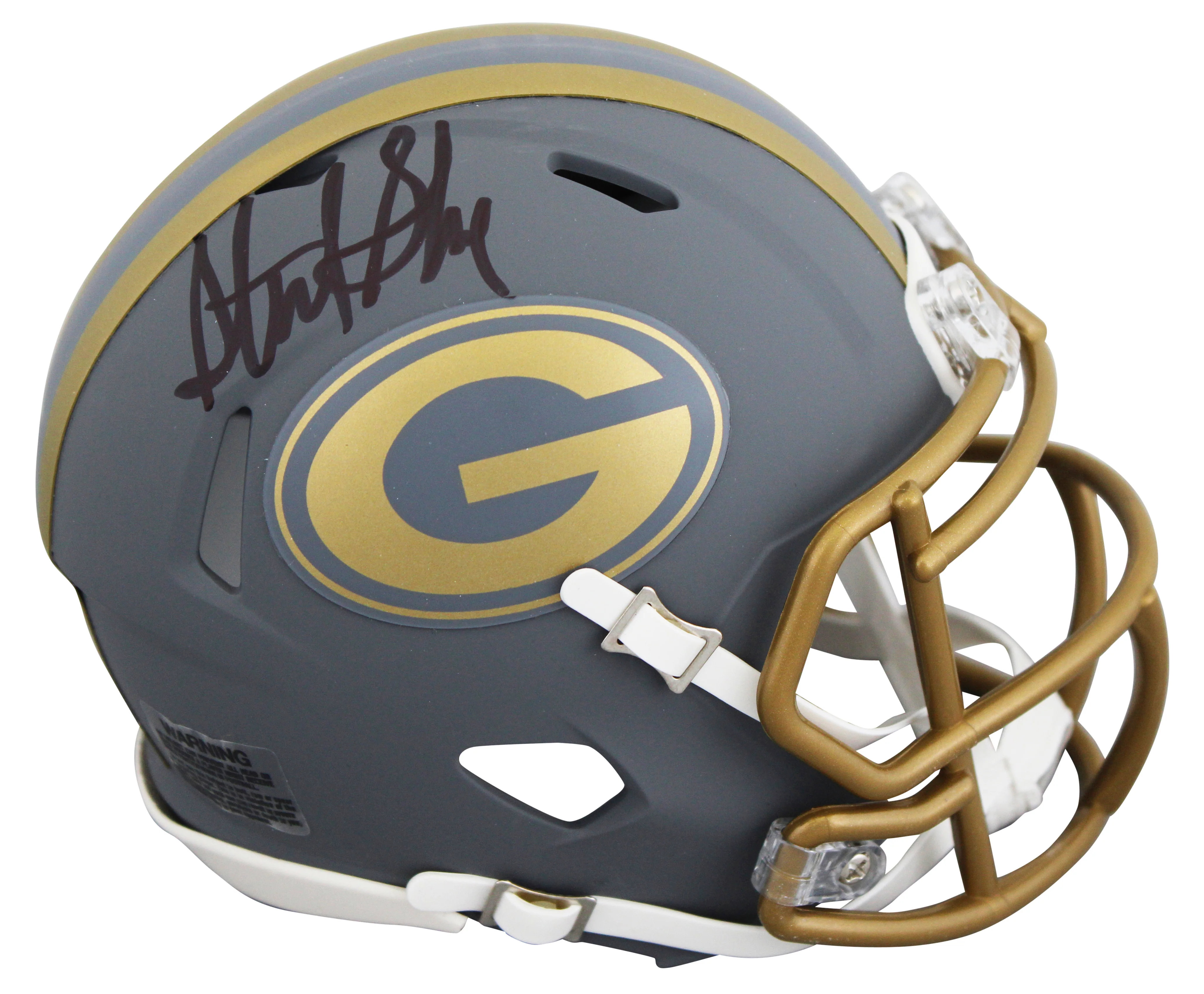 Packers Sterling Sharpe Authentic Signed Slate Speed Mini Helmet BAS Witnessed - Image 2