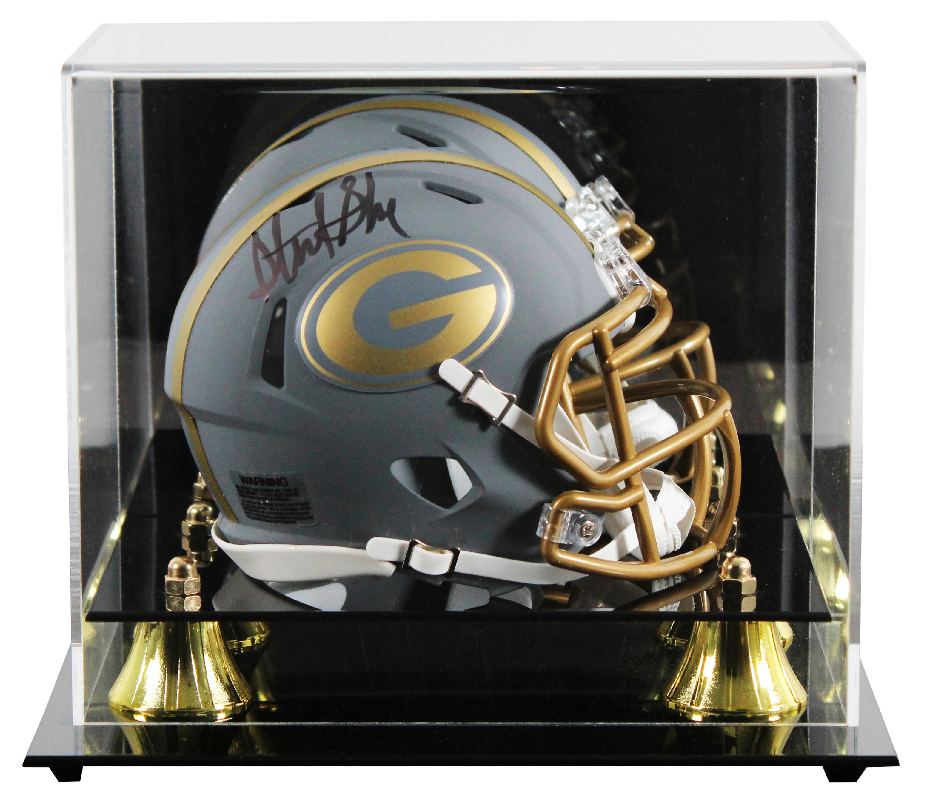 Packers Sterling Sharpe Authentic Signed Slate Speed Mini Helmet w/ Case BAS Wit - Image 2