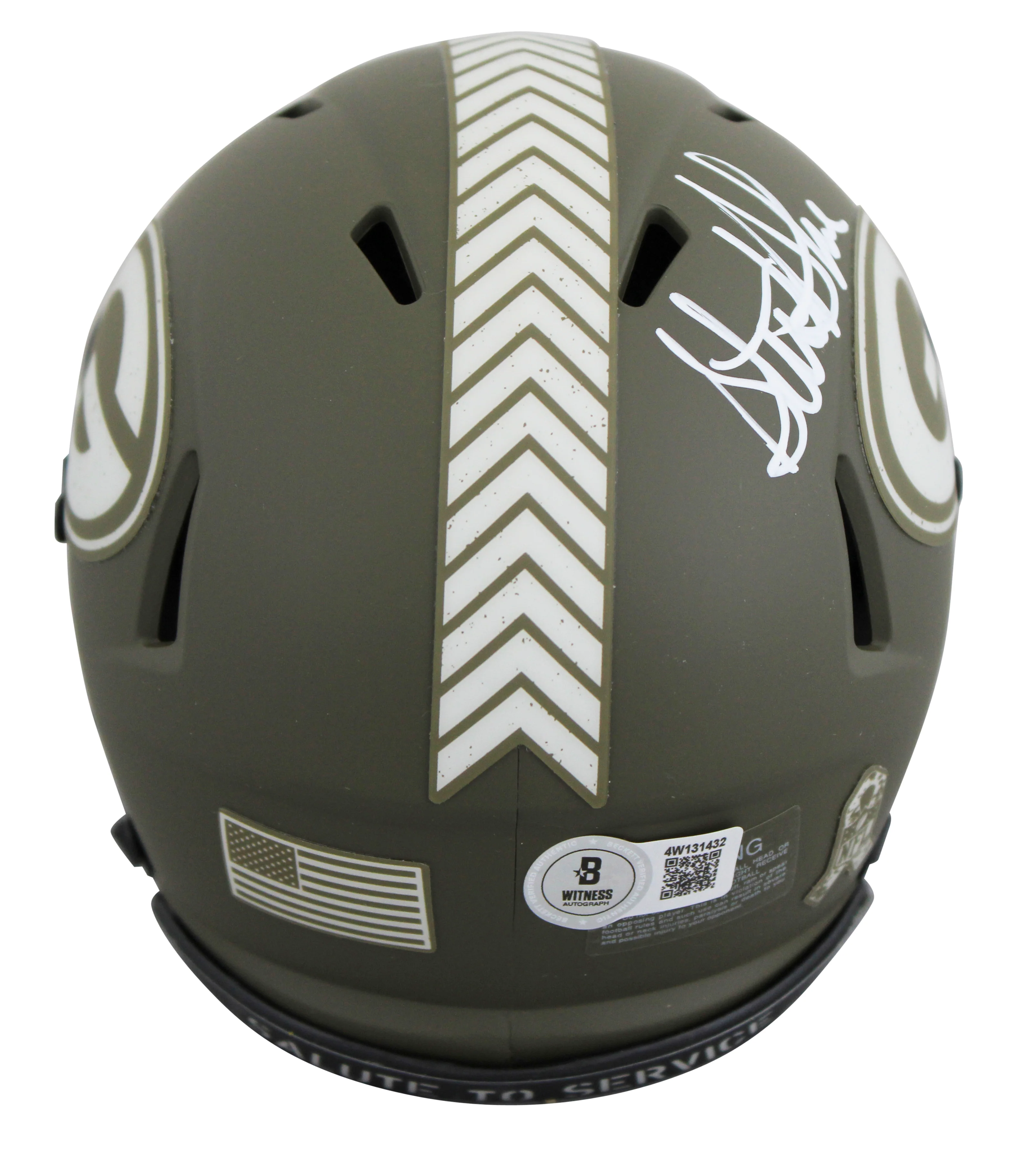 Packers Sterling Sharpe Signed Salute To Service Speed Mini Helmet BAS Witnessed - Image 3