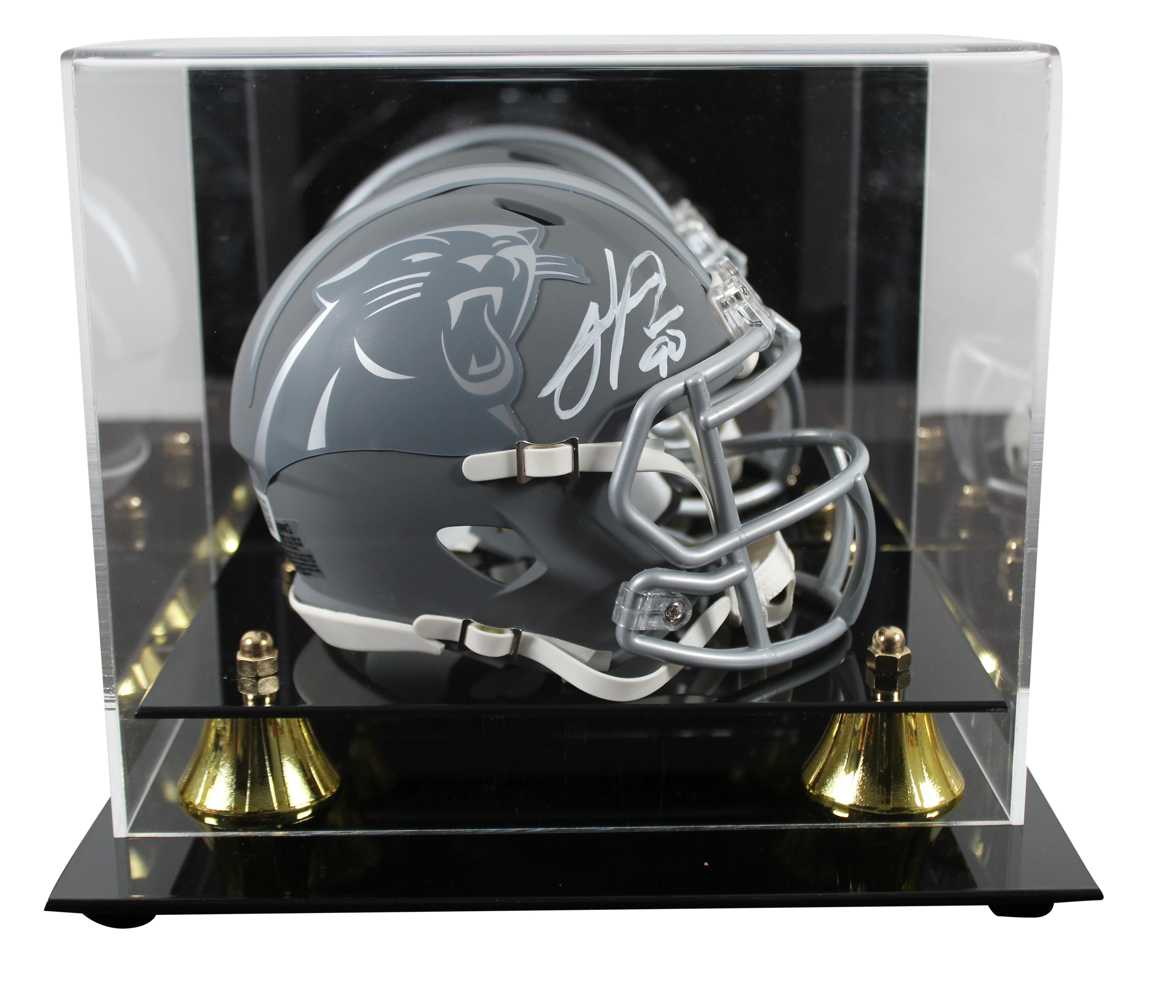 Panthers Julius Peppers Signed Slate Speed Mini Helmet W/ Case BAS Witnessed - Image 2
