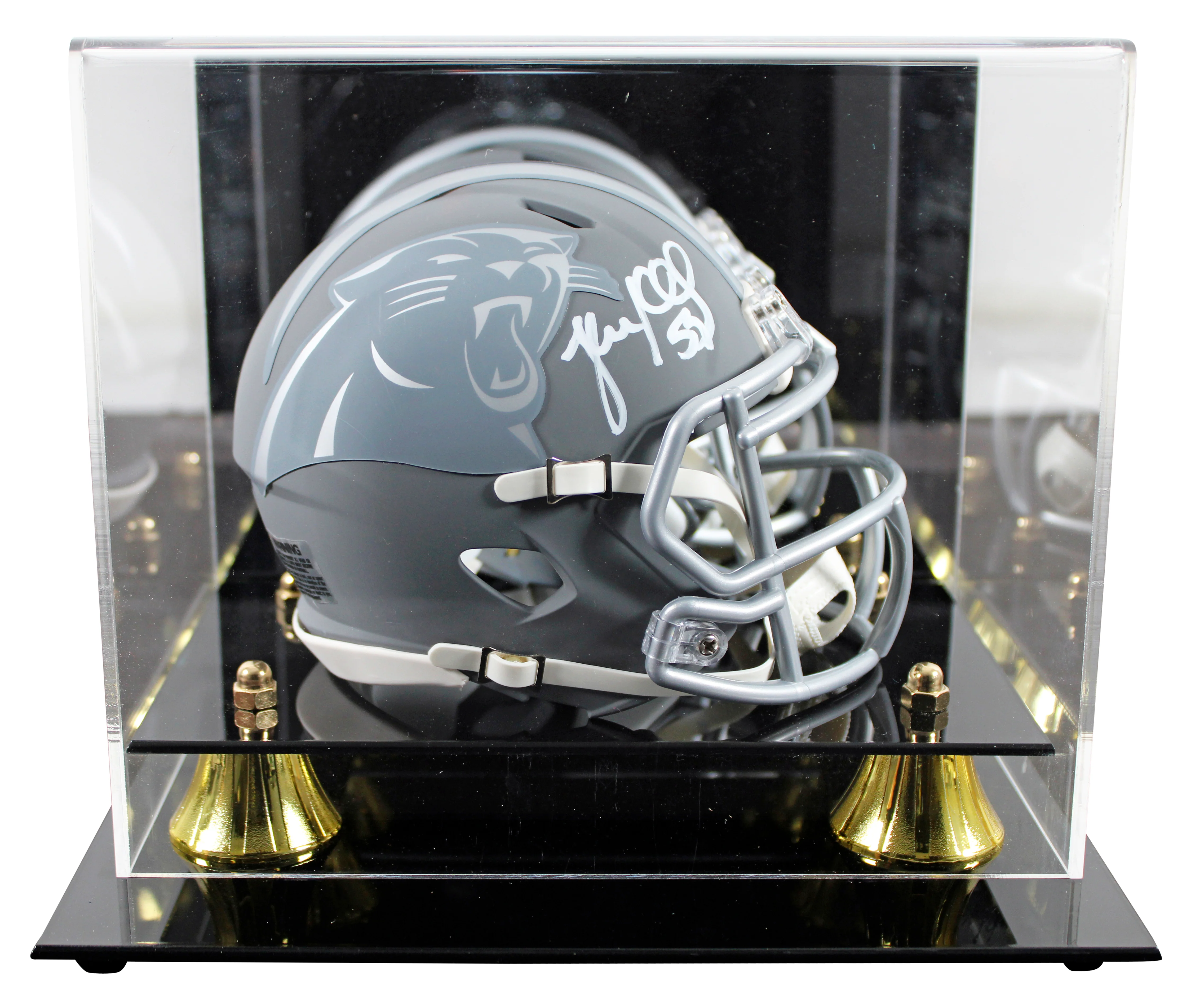 Panthers Luke Kuechly Signed Slate Speed Mini Helmet W/ Case BAS Witnessed - Image 2