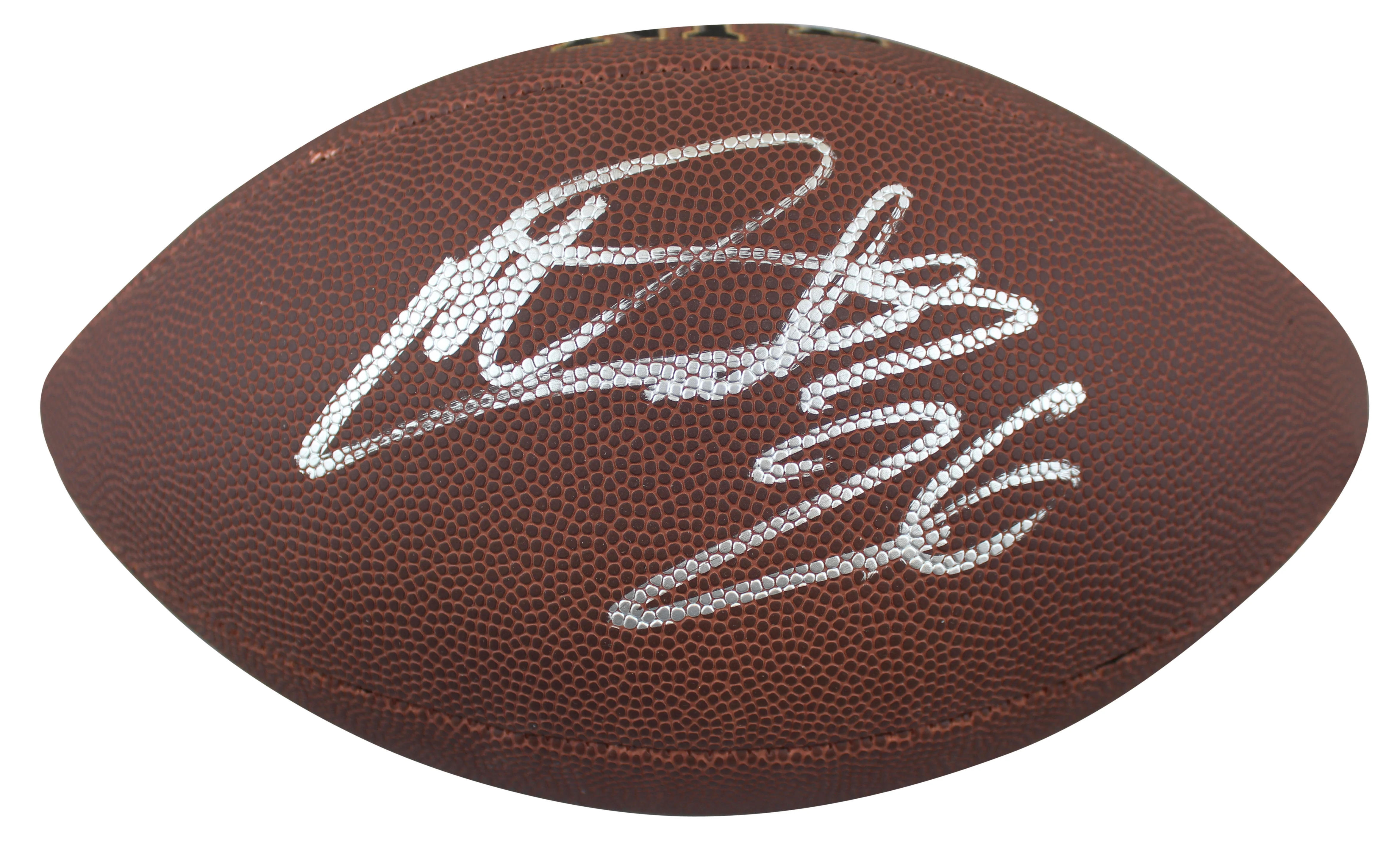 Panthers Miles Sanders Signed Wilson Super Grip Football W/ Case BAS Witnessed - Image 3