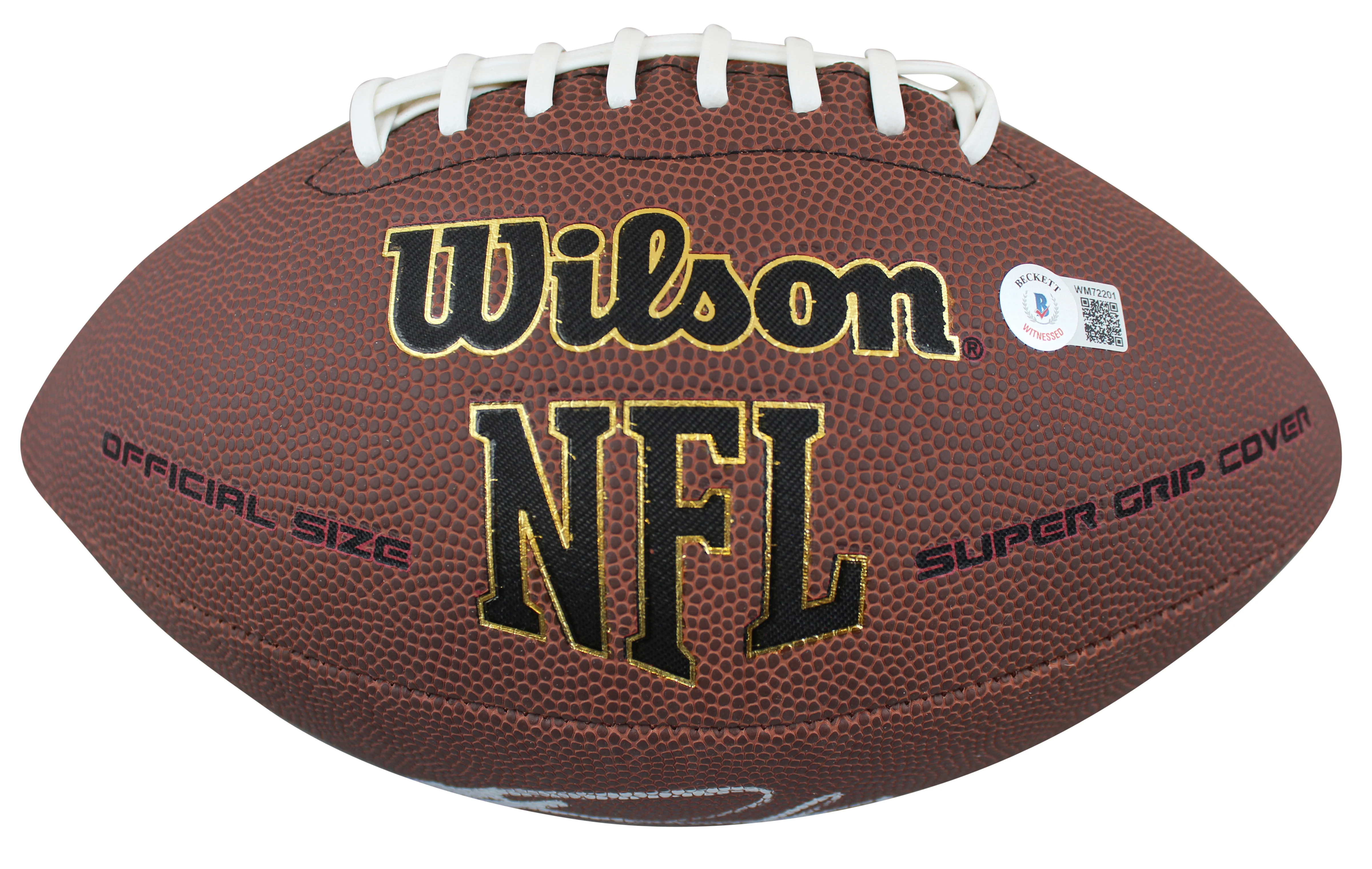 Panthers Miles Sanders Signed Wilson Super Grip Football W/ Case BAS Witnessed - Image 4