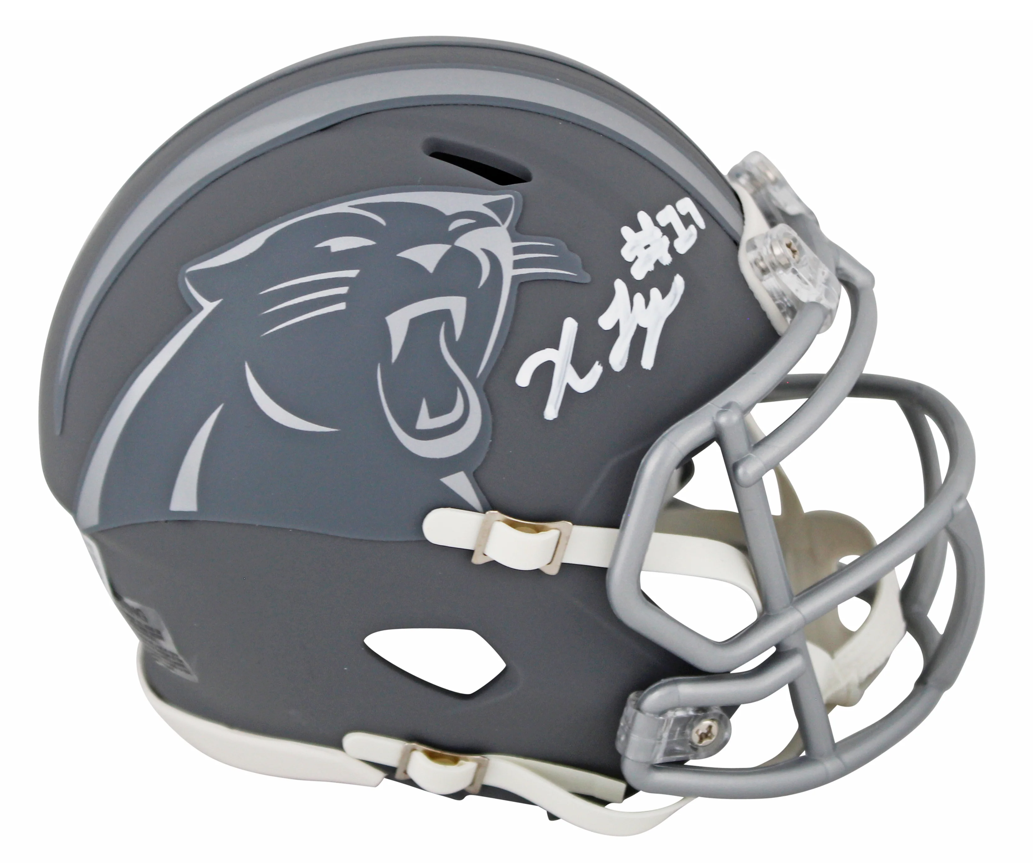 Panthers Xavier Legette Signed Slate Speed Mini Helmet W/ Case BAS Witnessed - Image 3