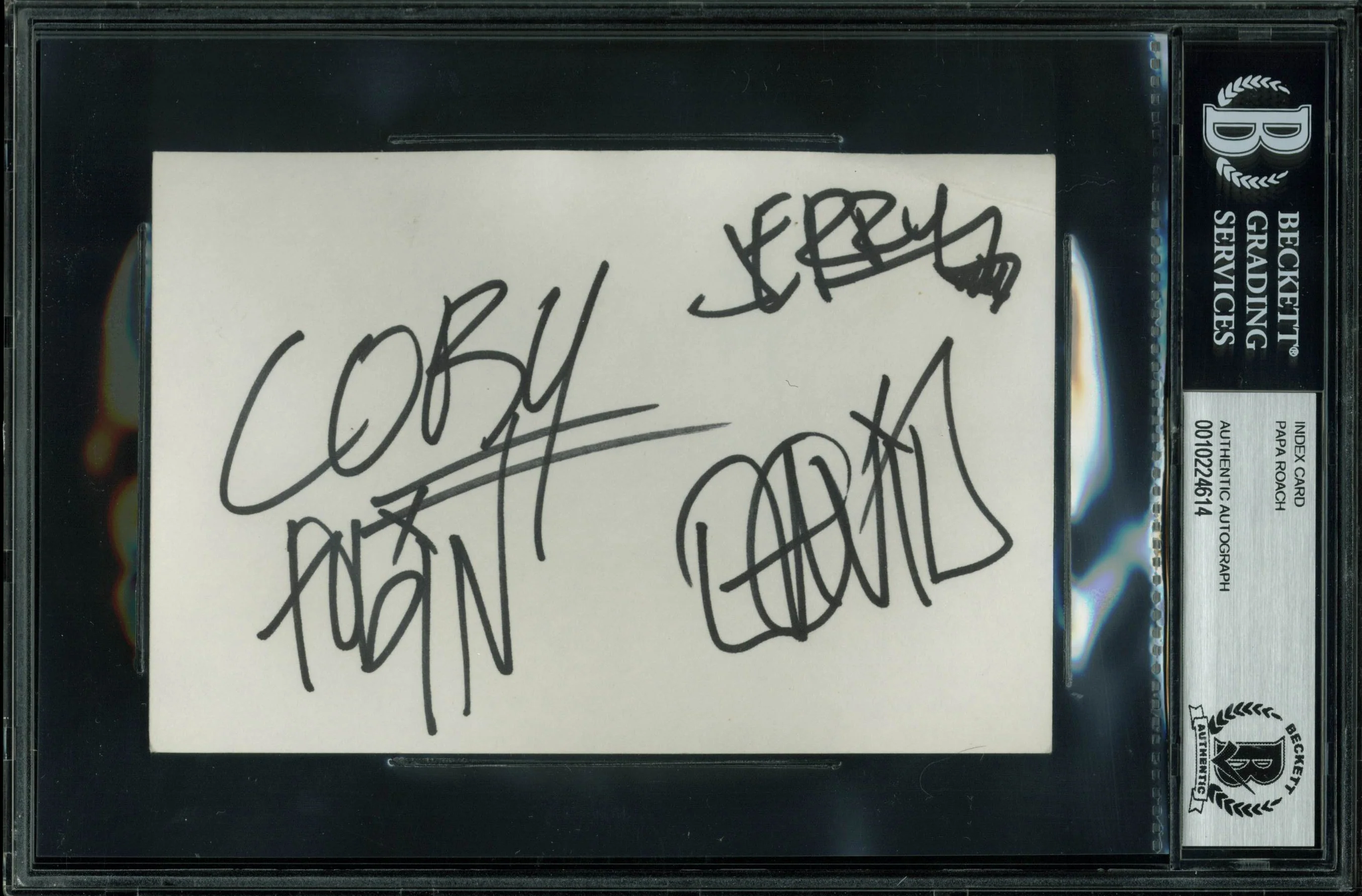 Papa Roach (4) Shaddix, Horton, Esperance +1 Signed 4x6 Index Card BAS Slabbed 1