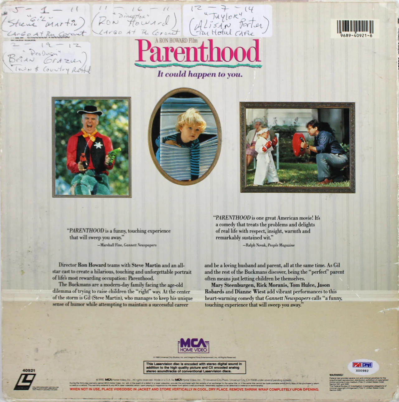 Parenthood Cast (4) Martin, Howard, Grazer & Porter Signed Laserdisc Cover PSA - Image 6