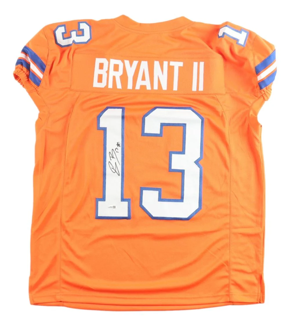 Pat Bryant Denver Signed Orange Pro-Cut Football Jersey JSA QR Hologram