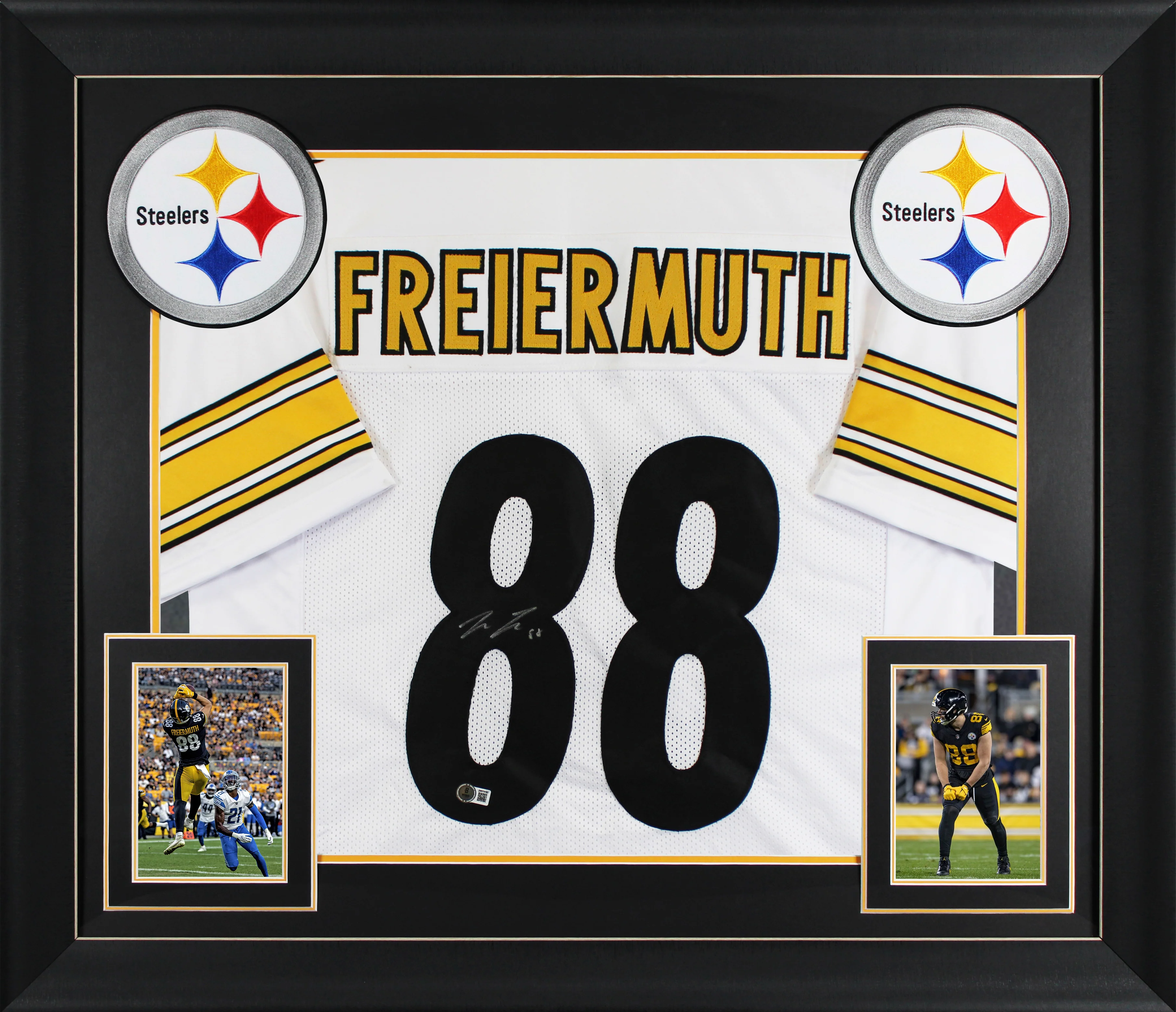 Pat Freiermuth Authentic Signed White Pro Style Framed Jersey BAS Witnessed - Image 2