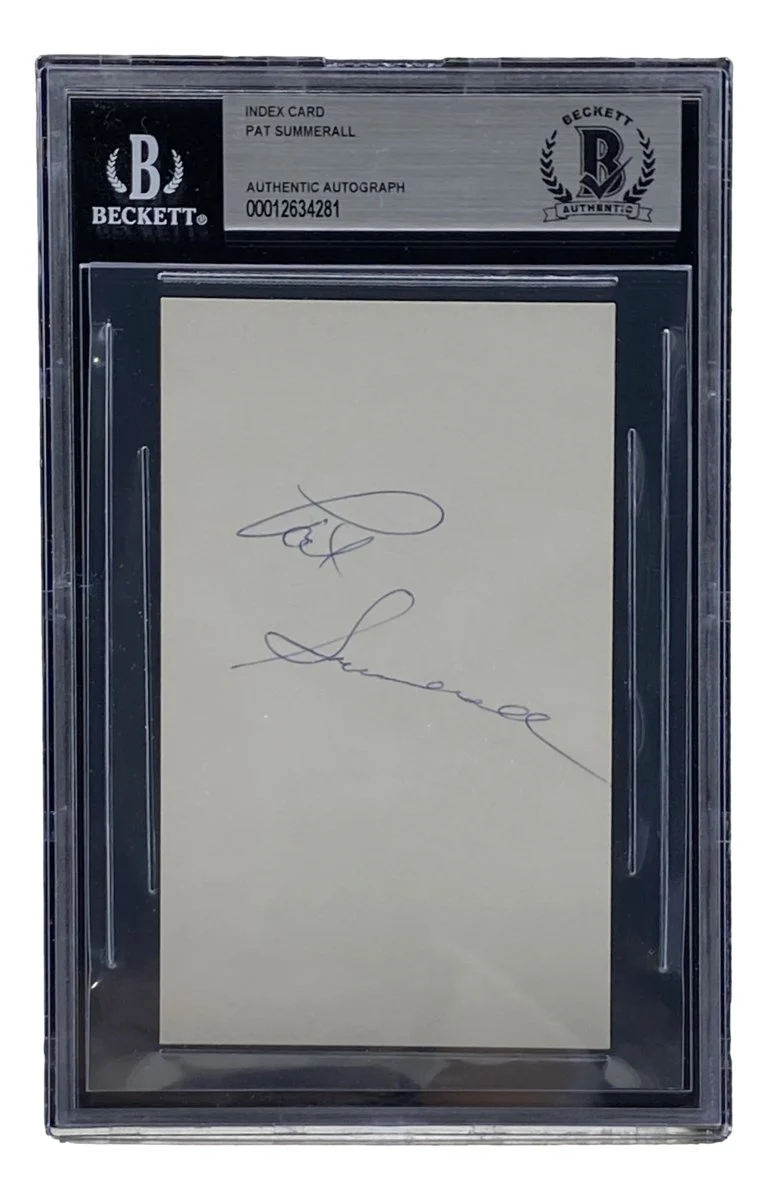 Pat Summerall Chicago Cardinals Signed Slabbed Index Card BAS 00012634281