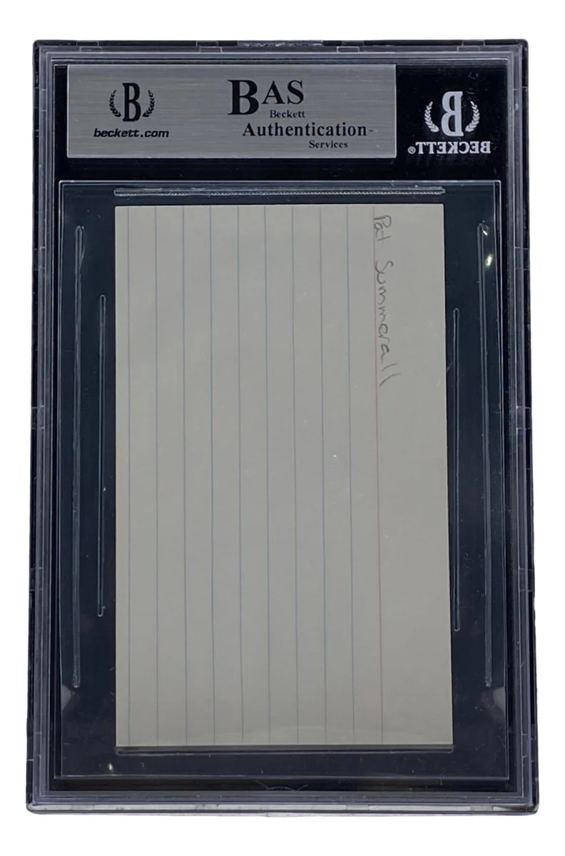 Pat Summerall Chicago Cardinals Signed Slabbed Index Card BAS 00012634281 - Image 2