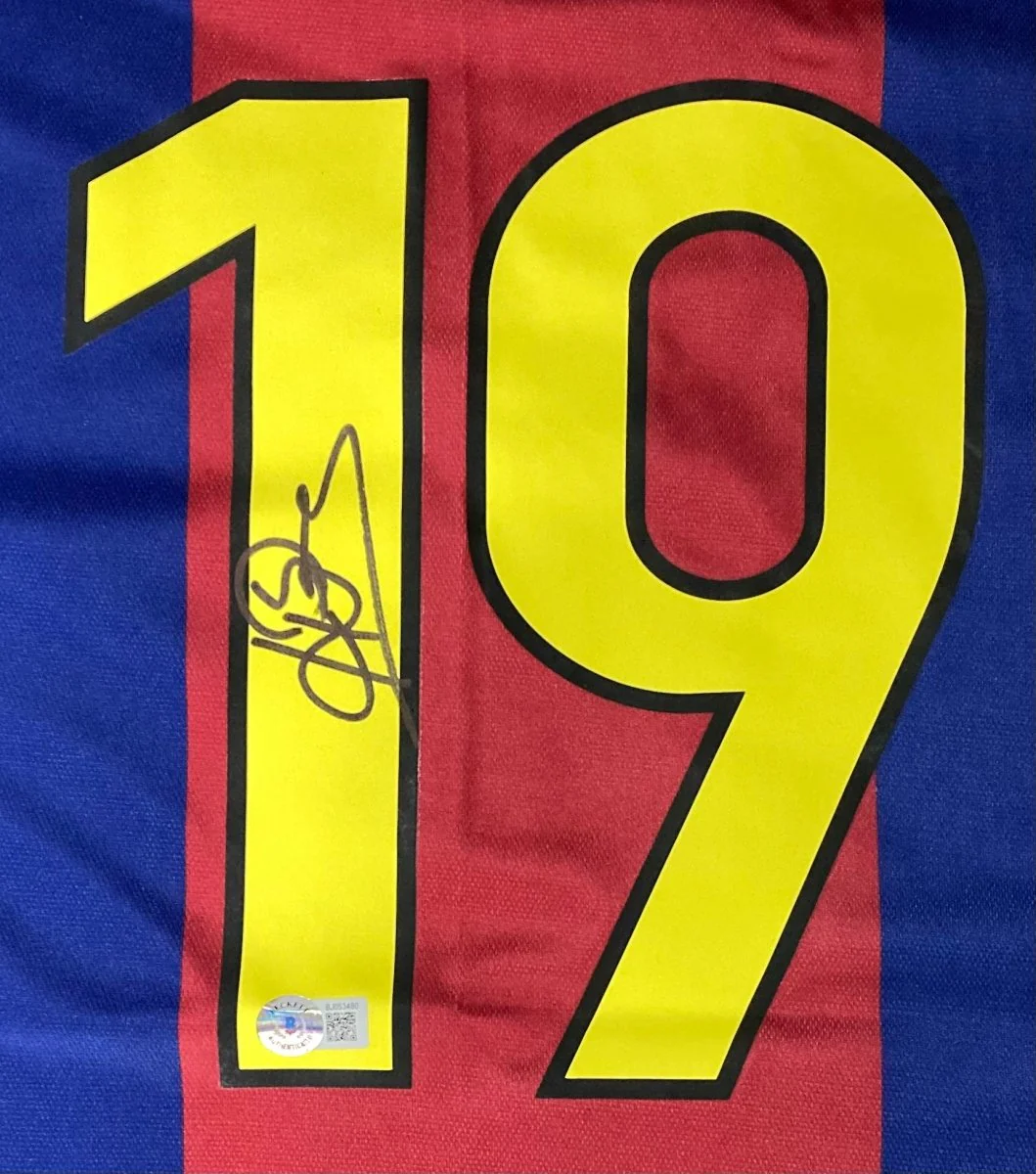 Patrick Kluivert Signed Barcelona FC Nike Soccer Jersey BAS - Image 2