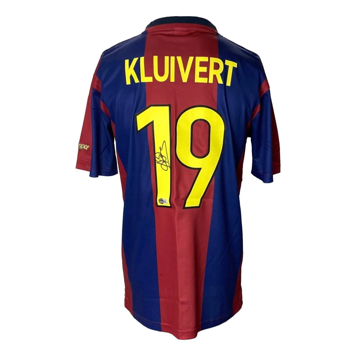 Patrick Kluivert Signed Barcelona FC Nike Soccer Jersey BAS - Image 7