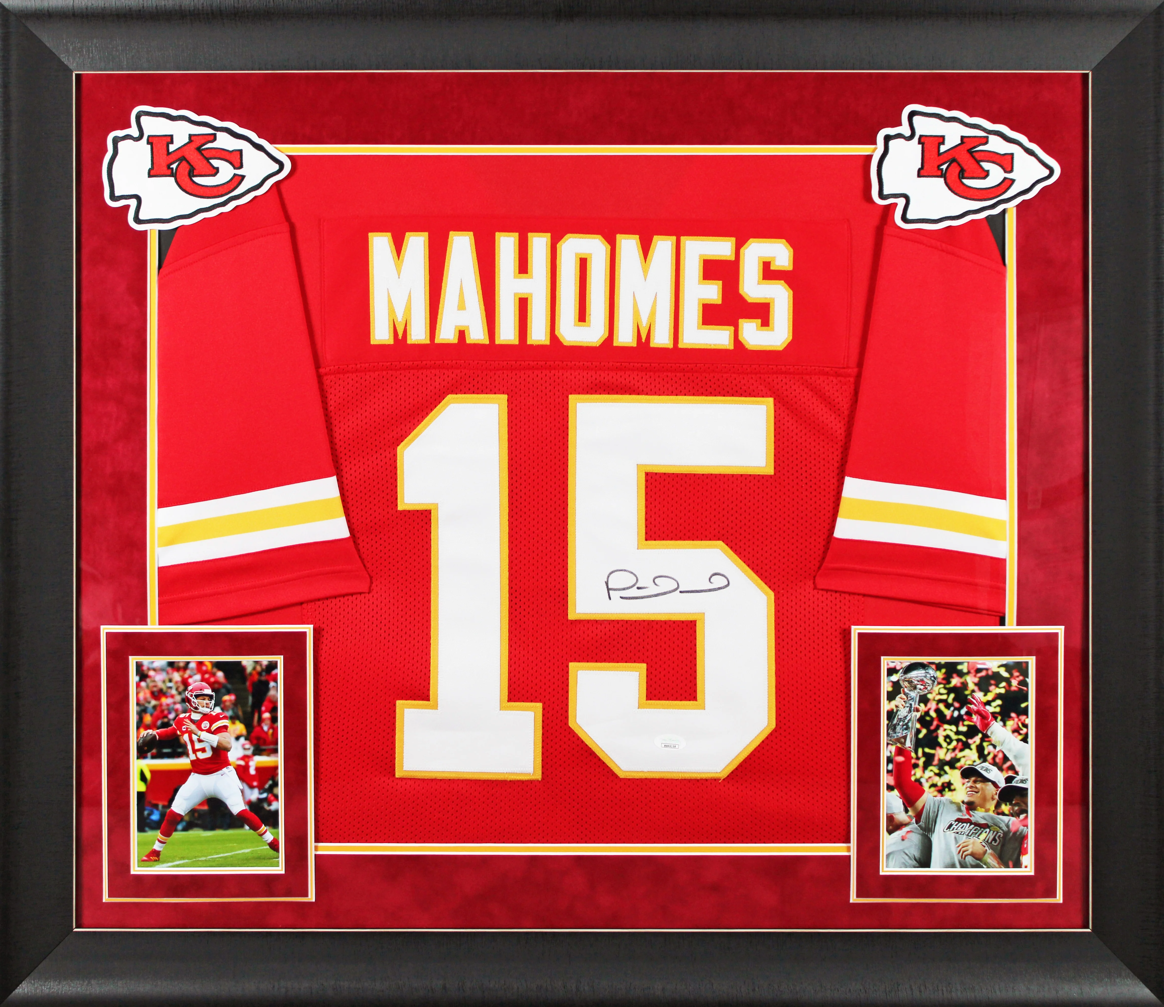 Patrick Mahomes Authentic Signed Red Pro Style Framed Jersey Autographed JSA - Image 2