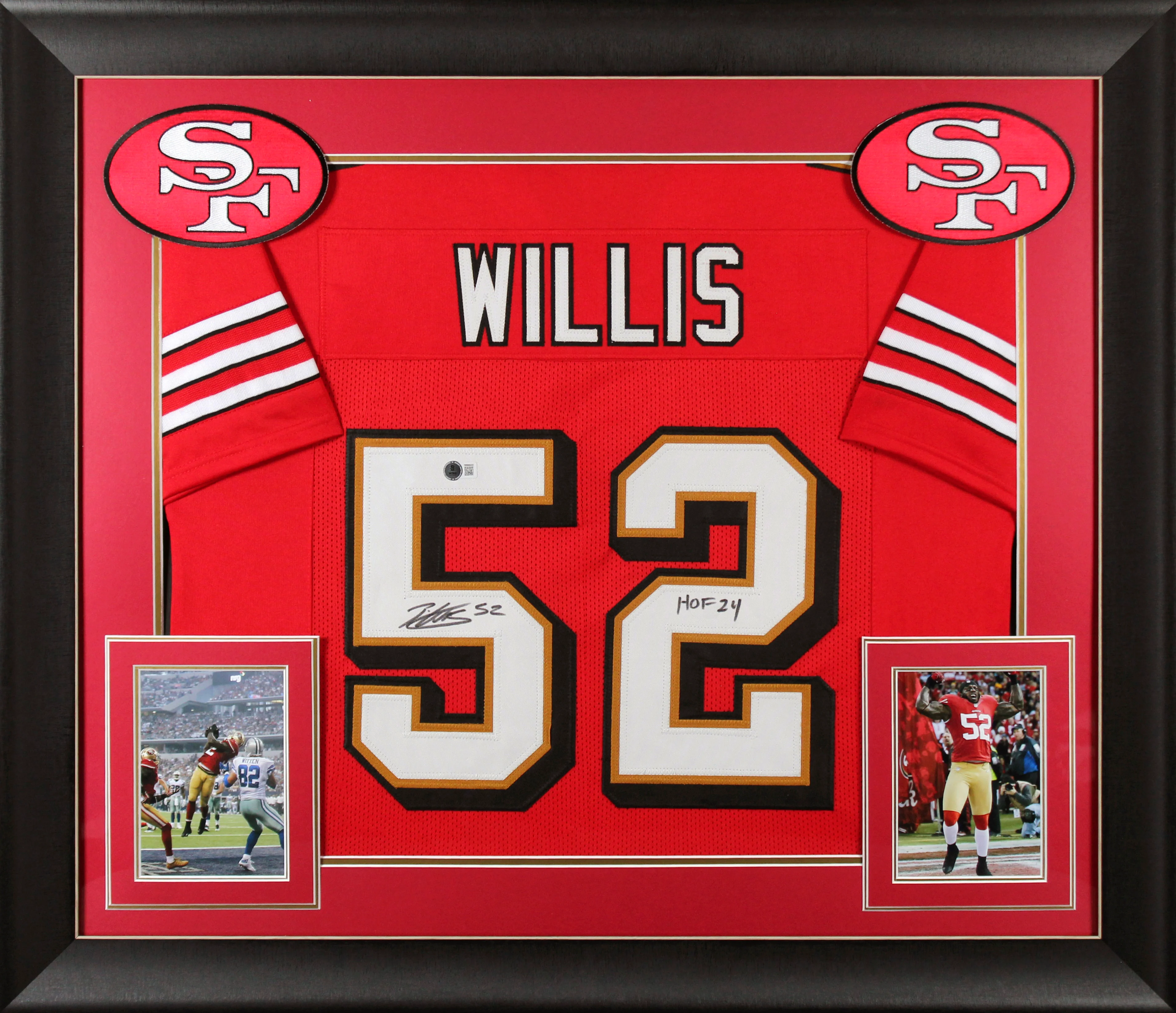 Patrick Willis "HOF 24" Signed Red Pro Style Framed Jersey w/ Dropshadow BAS W 2 - Image 2
