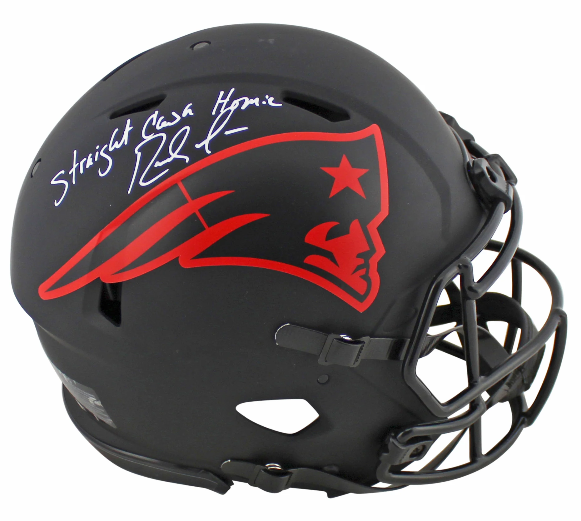 Patriots Randy Moss "SCH" Signed Eclipse Proline F/S Speed Helmet BAS Witnessed - Image 2